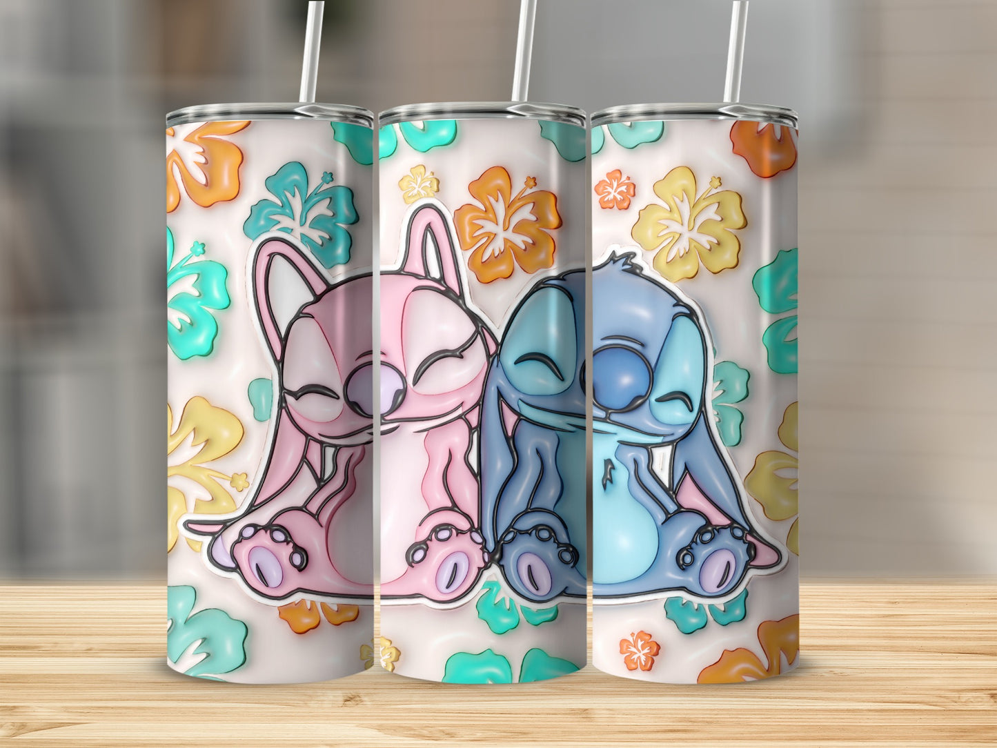 Cute Colourful Characters with Flowers Tumblers