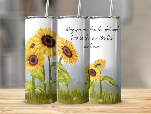 Sunflower Art Design Insulated Tumbler with Inspirational Quote