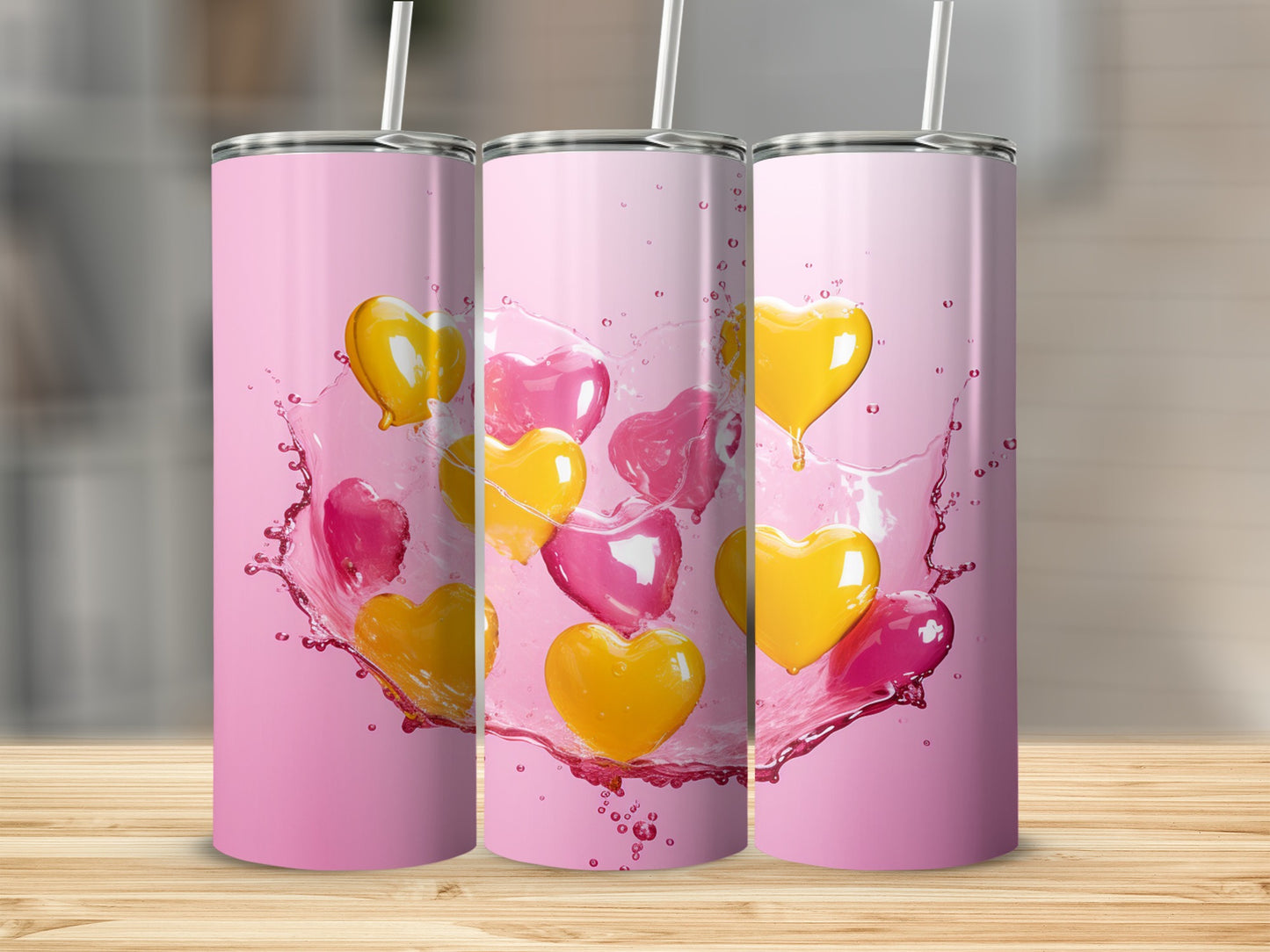 Pink Tumbler with Heart Design for Drink Enthusiasts