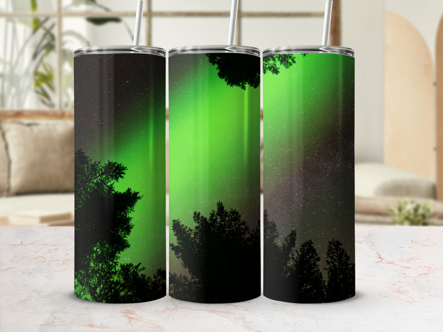 Northern Lights Forest Theme Tumbler 20oz Tumbler Cup