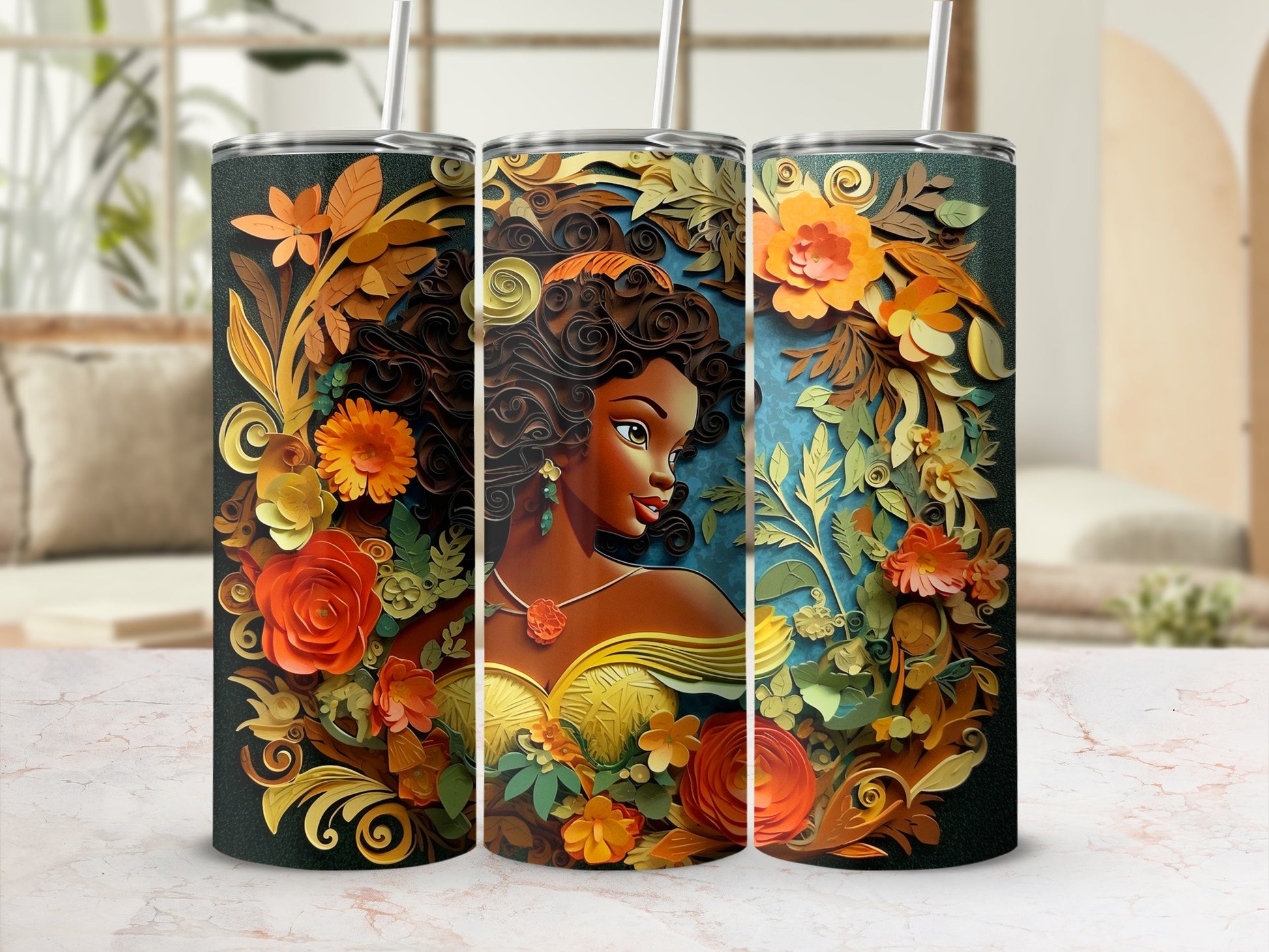 Beautiful Floral Design Artwork on a Stylish Tumbler