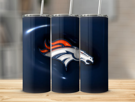 Denver Broncos Orange and White Logo on Blue Tumblers