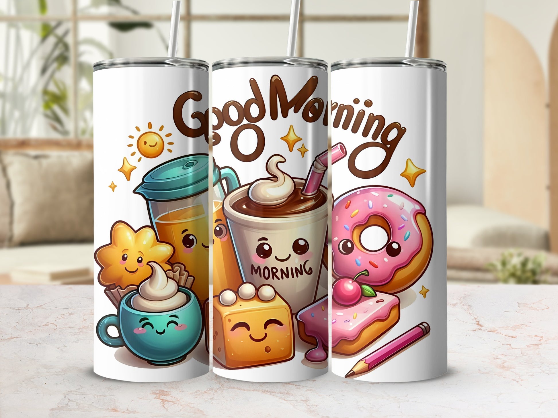 Good Morning Cute Food Characters Insulated Tumbler