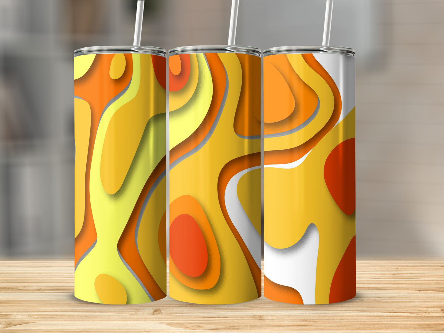 Orange Yellow Abstract Layers Swirls Shapes Image Tumblers