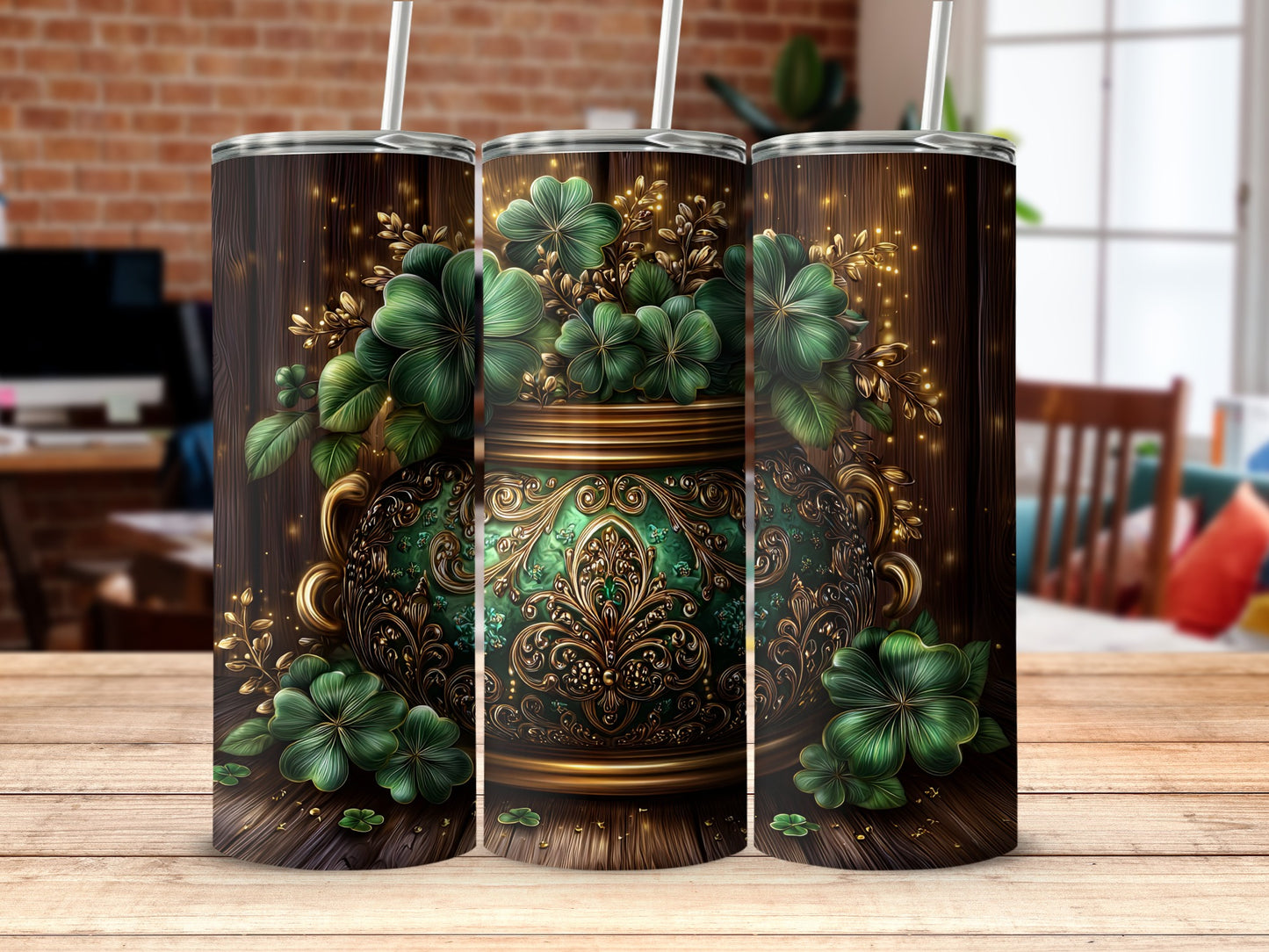 Intricate Celtic Shamrock Pattern Tumbler Product