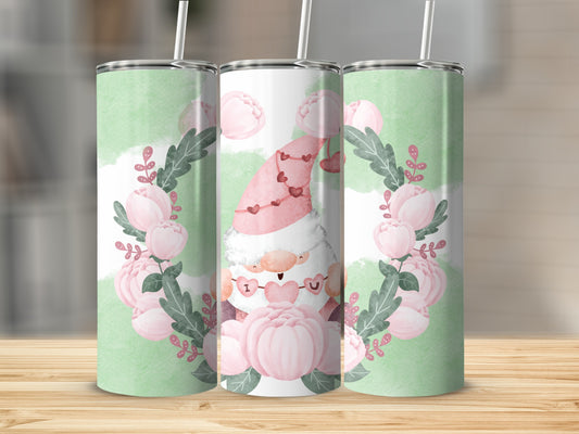 Cute Santa Tumbler with Floral Wreath Background Design