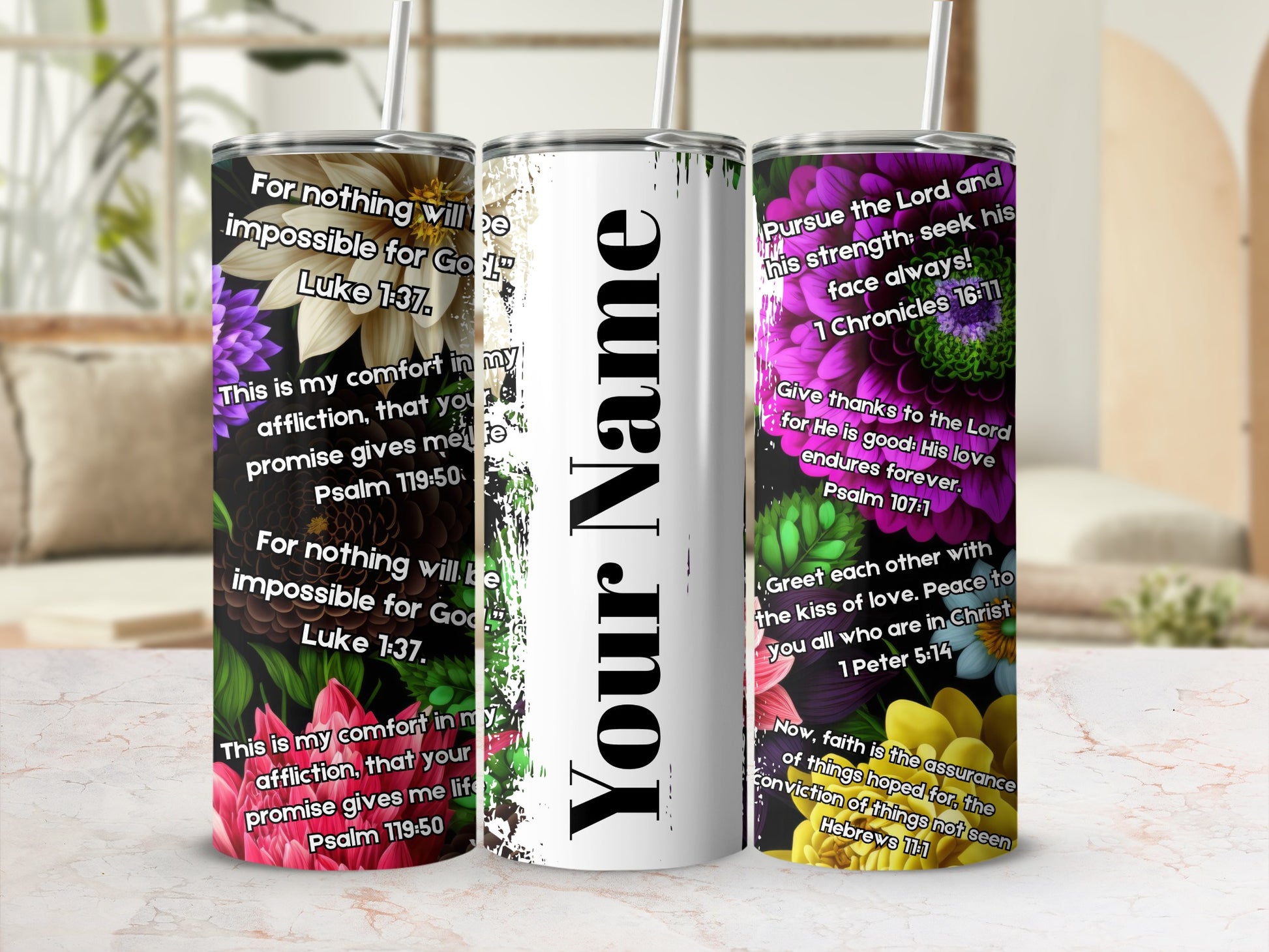Personalized Bible Verse Inspirational Tumbler Cup