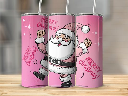 Santa Claus Merry Christmas Pink Festive Drinkware