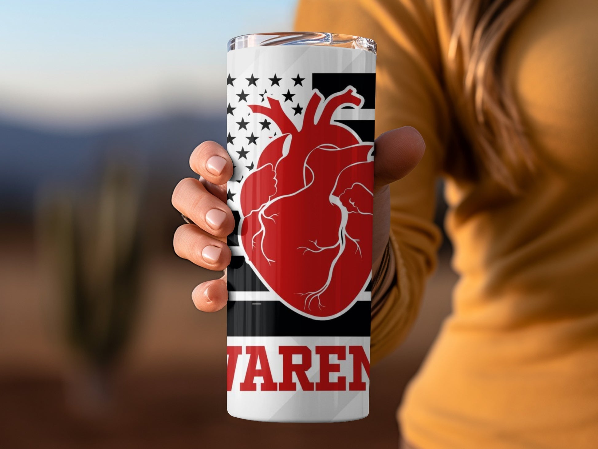 Heart Anatomy Design Tumbler with American Flag Style