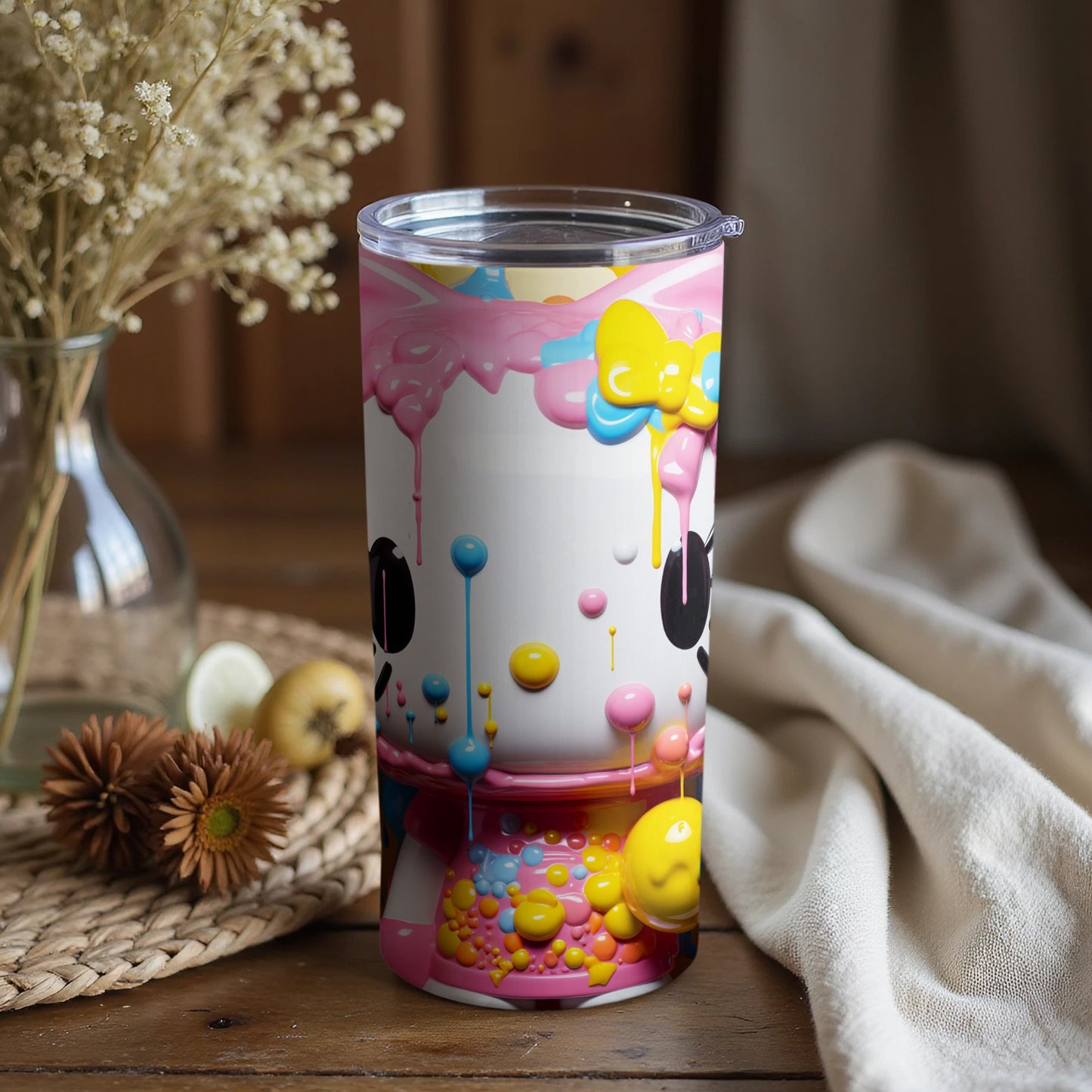 Cute Character Pink Yellow Dripping Tumbler