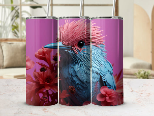 Vibrant Pink Crest Blue Bird Floral Art Tumbler product type
Bird art, Fantasy bird, Blue bird, Pink bird, Avian design, Feathered creature, Vibrant colors, Floral accents, Artistic print, Graphic design, Unique illustration, Whimsical art, Nature inspired, Drinkware design, Tumbler art, Pink blue design, Custom tumbler, Gift idea, Eye catching, Creative art