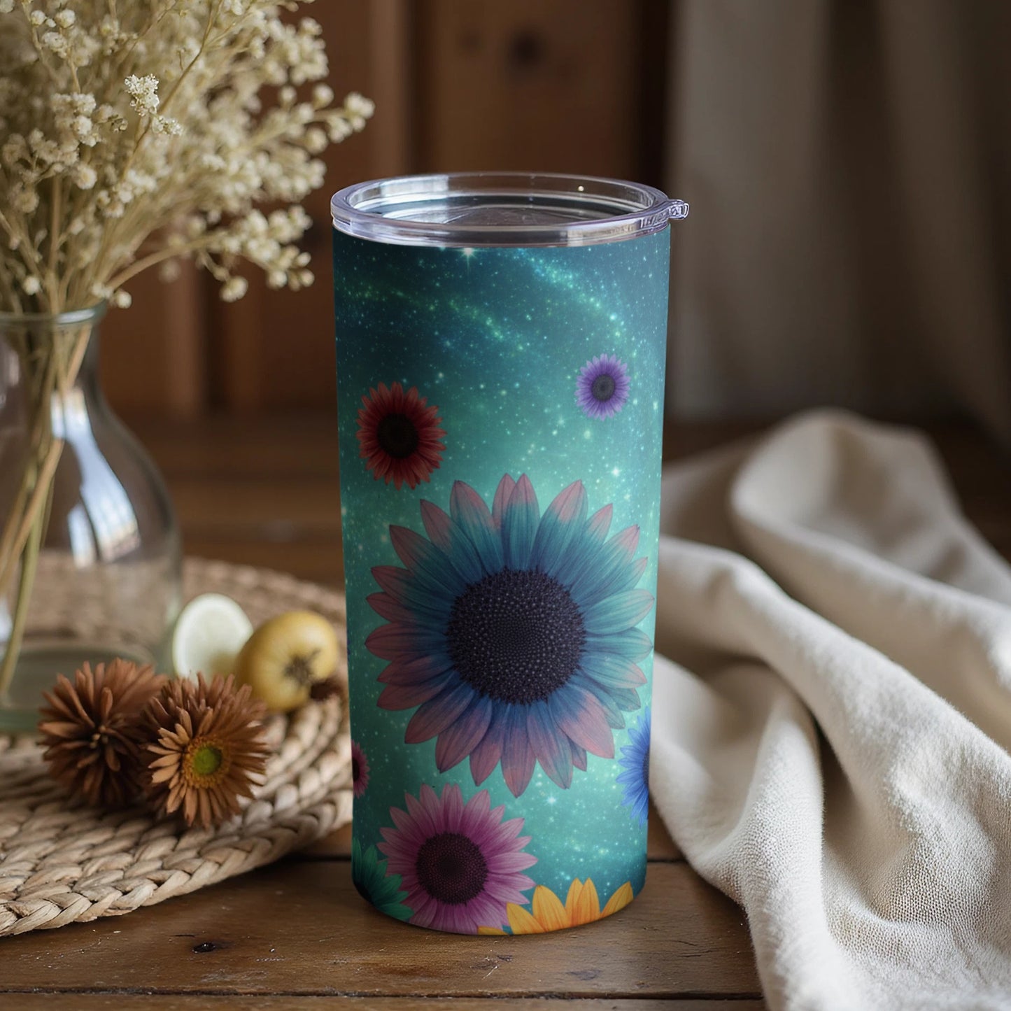 Colorful Flower Design Insulated Tumbler Travel Mug
