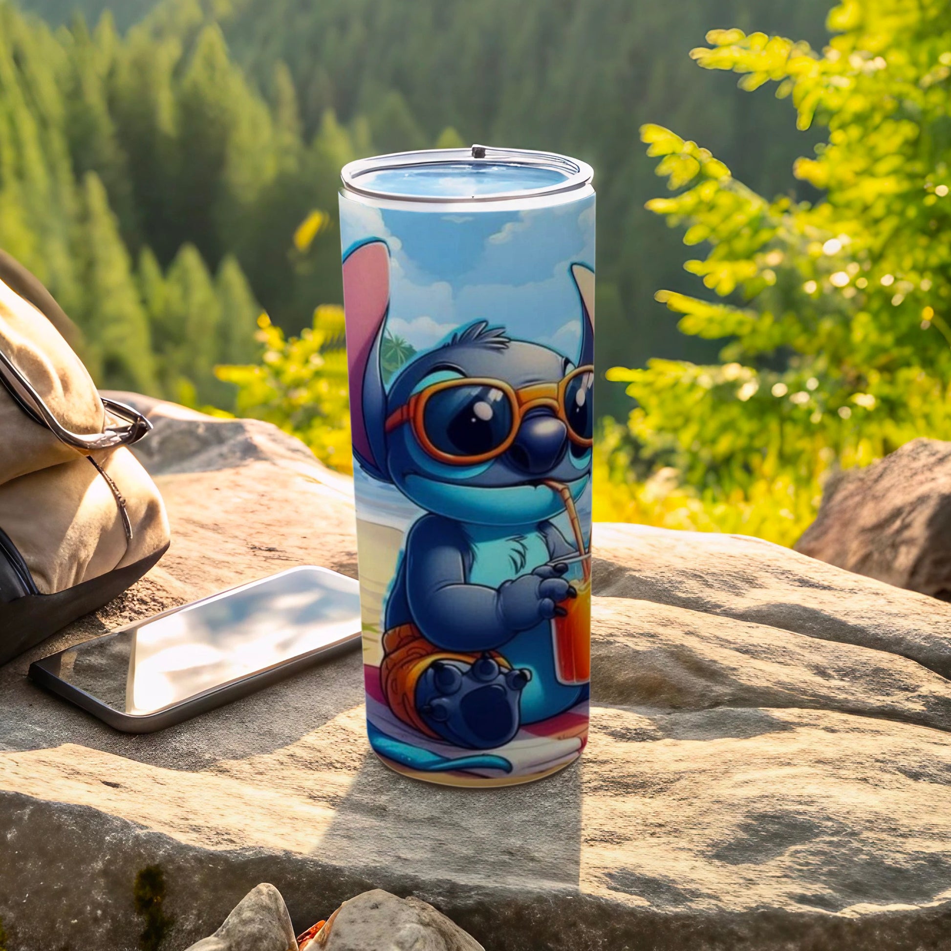 Cute Stitch with Sunglasses and Drink Tumbler