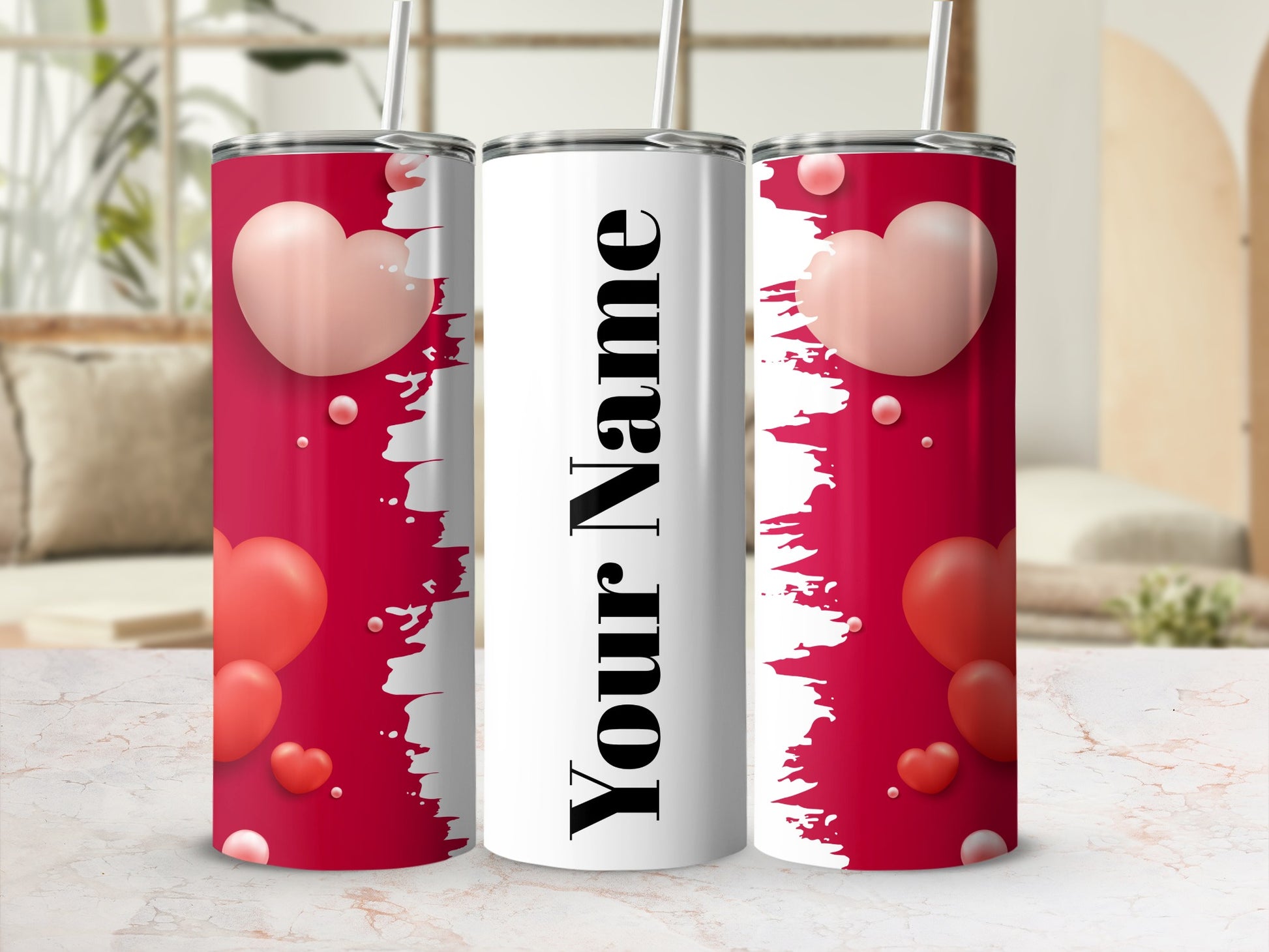Personalized Heart Design Your Name Tumbler