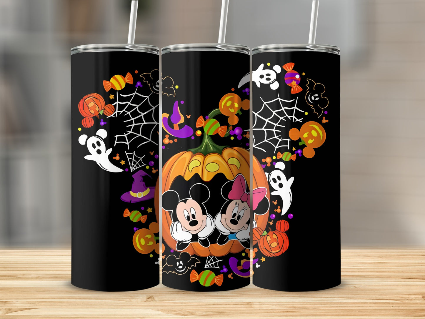 Halloween Mickey and Minnie Mouse Tumbler Design