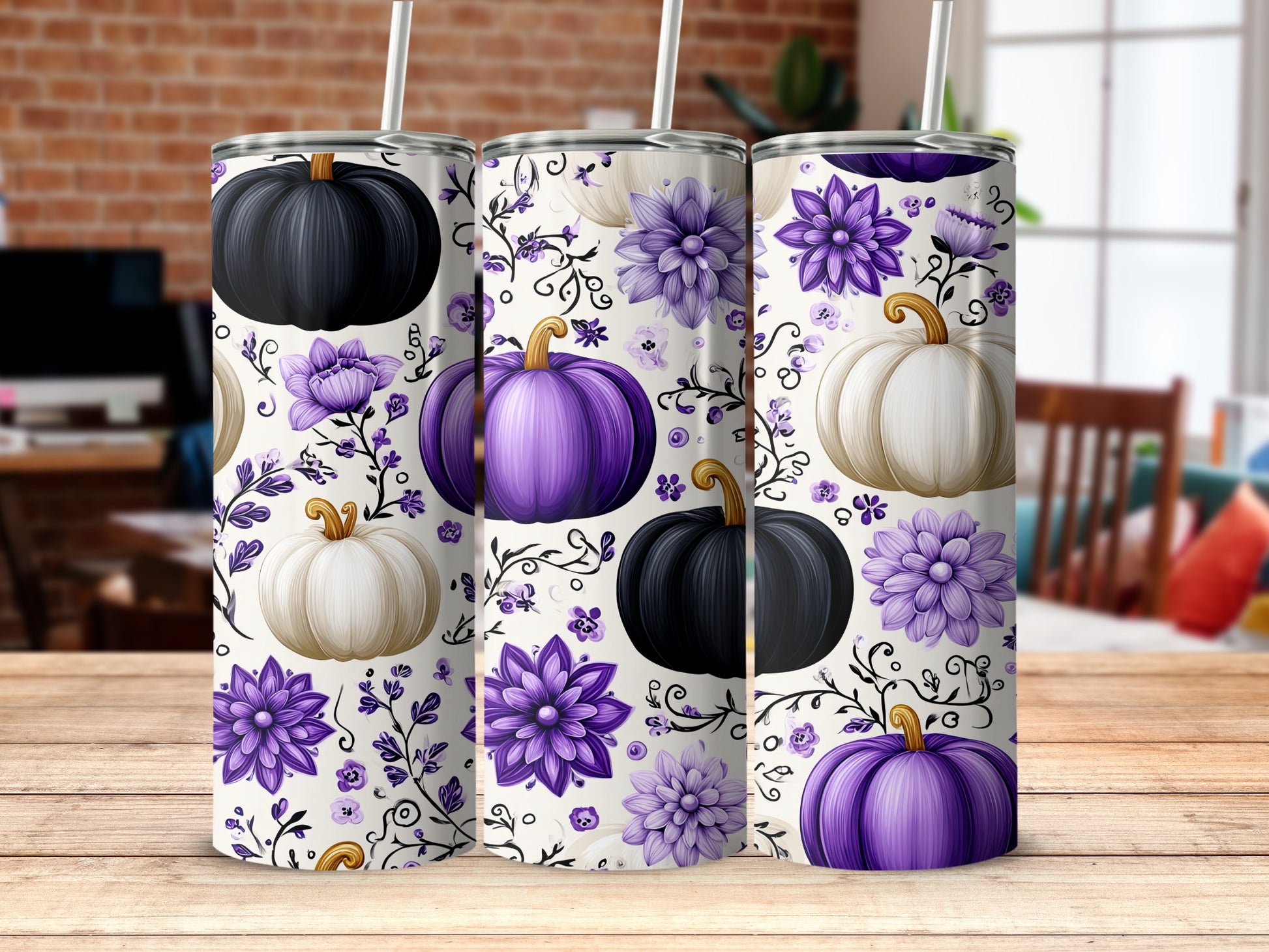 Purple Pumpkin Flower Insulated Tumbler