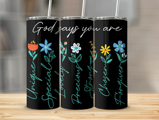 Inspirational Floral Quote Tumbler for Positive Vibes