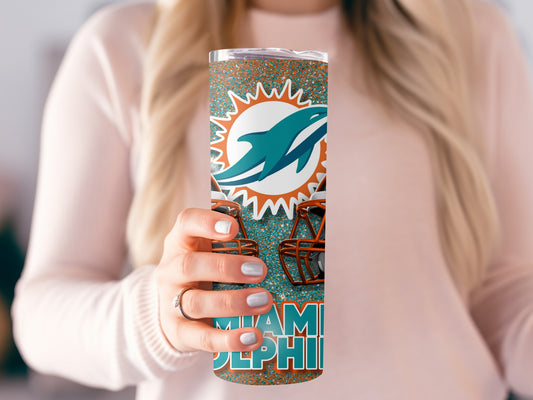 Miami Dolphins Helmets Team Logo on Turquoise Tumblers