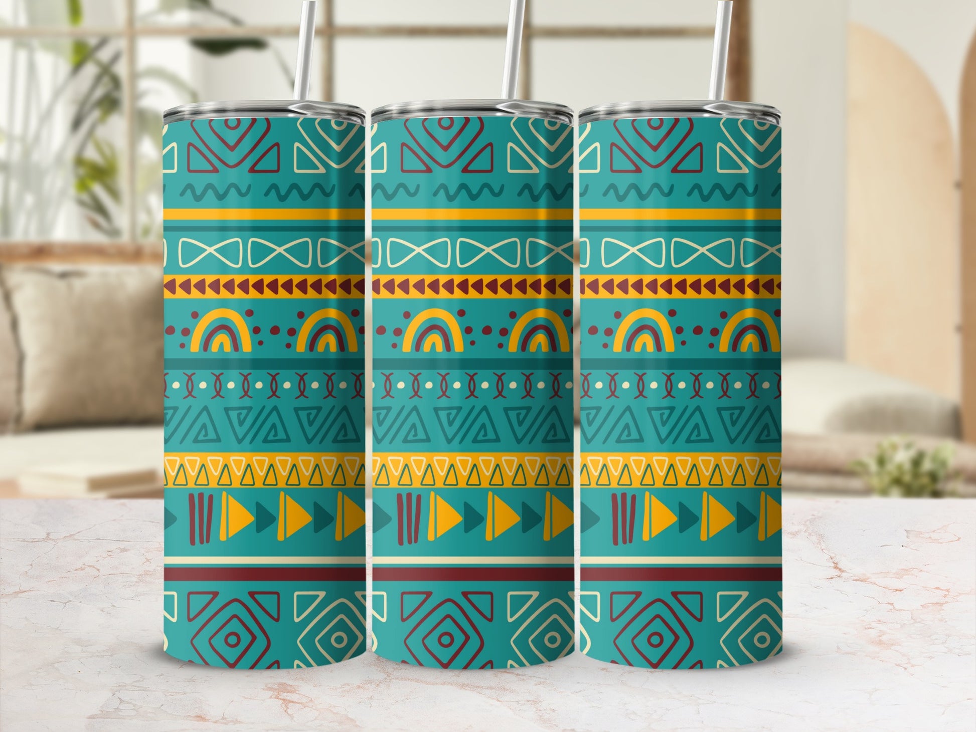 Vibrant Boho Rainbow Patterns Stainless Steel Tumbler