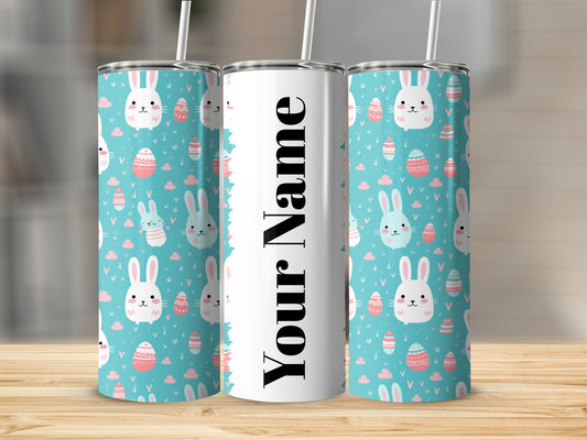 Personalized Easter Bunny and Eggs Tumbler with Straw