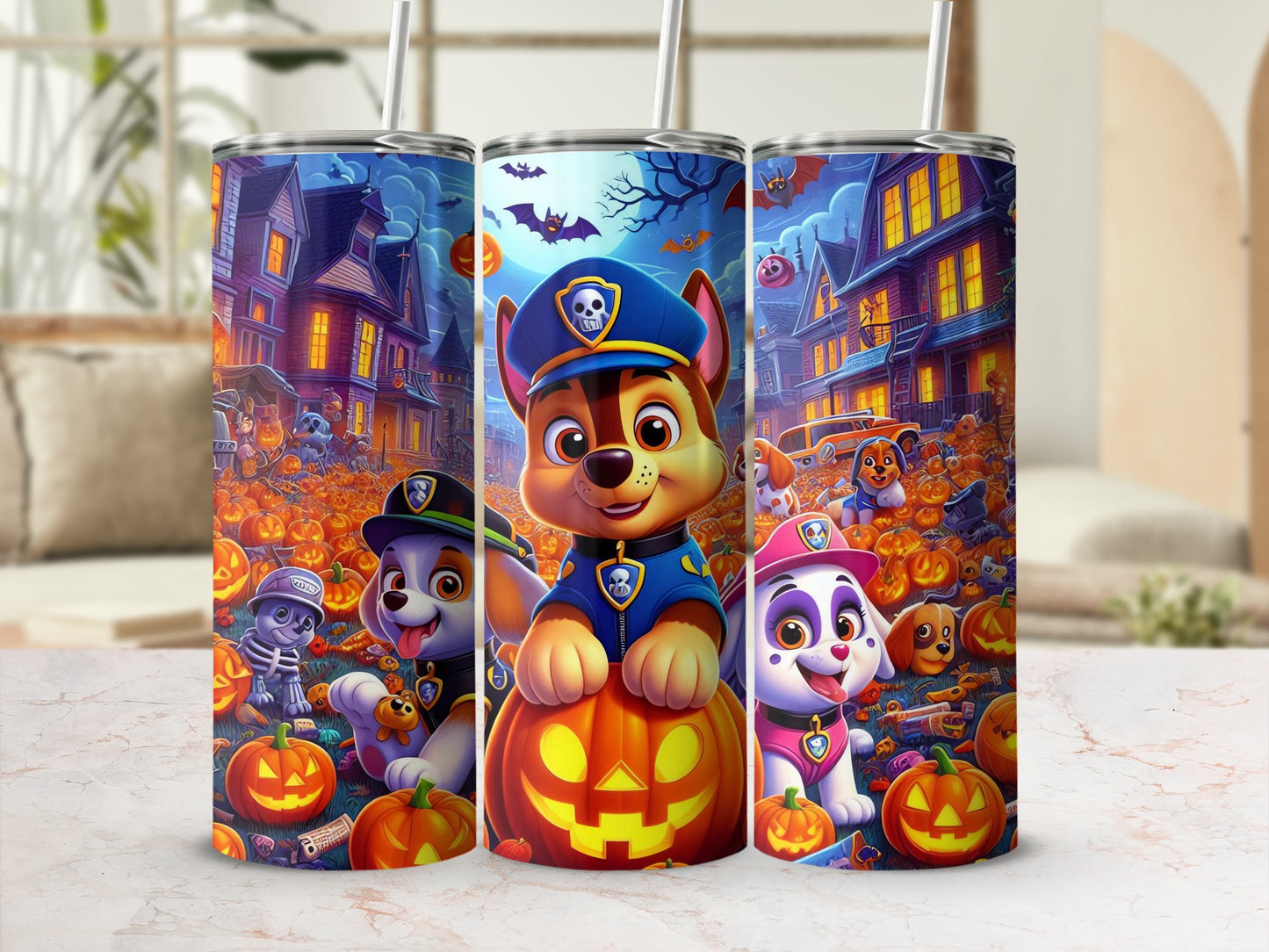 Halloween Pumpkin Design with Dogs Tall Tumbler