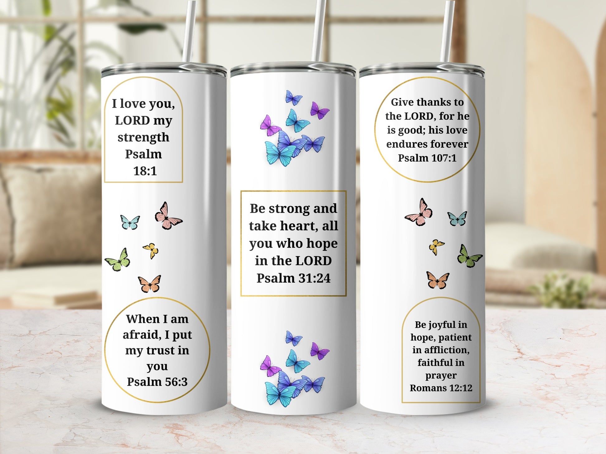 Inspirational Quotes and Butterfly Design Tumbler