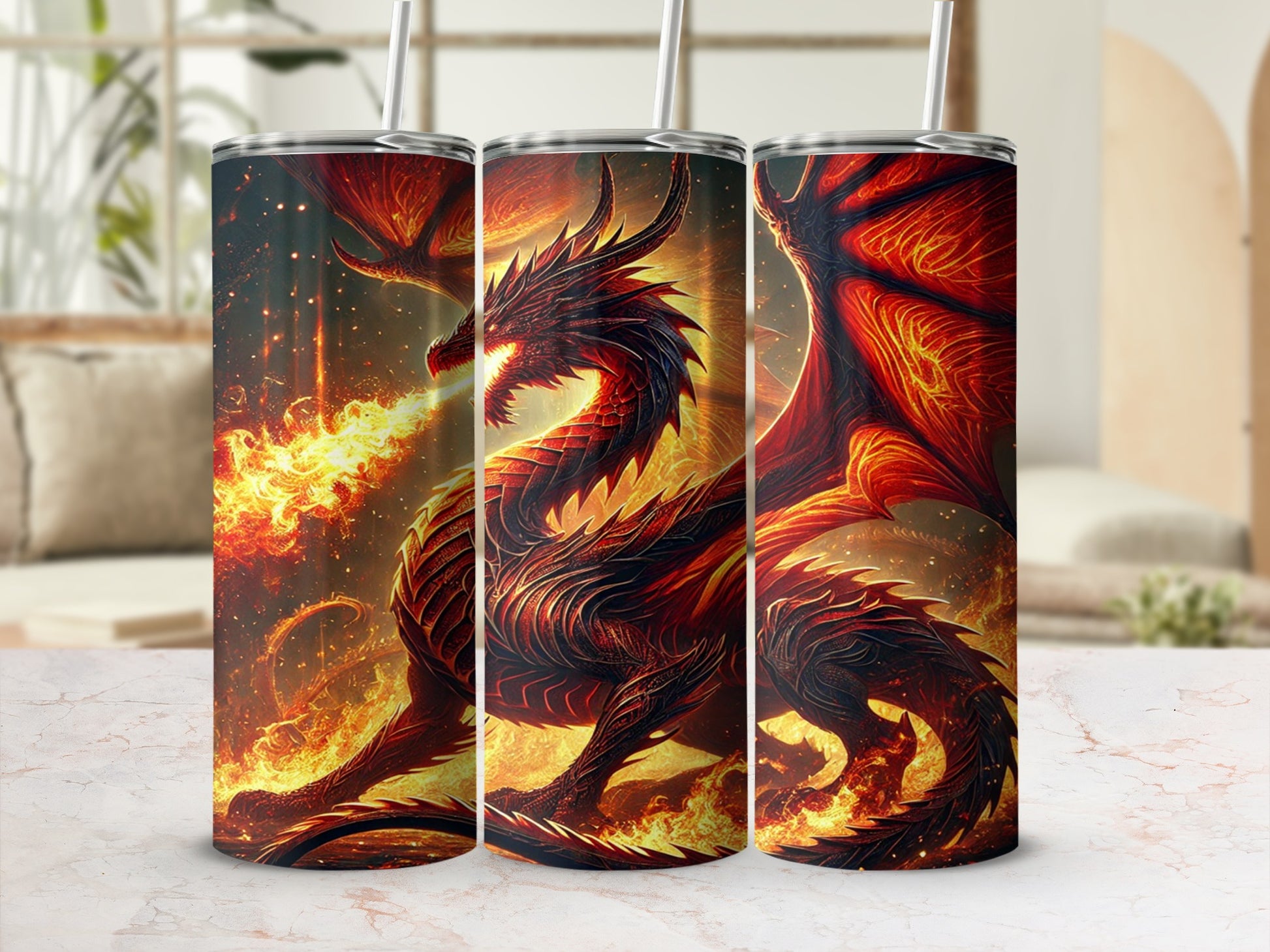 Ferocious Fire-Breathing Dragon Tumbler Travel Cup