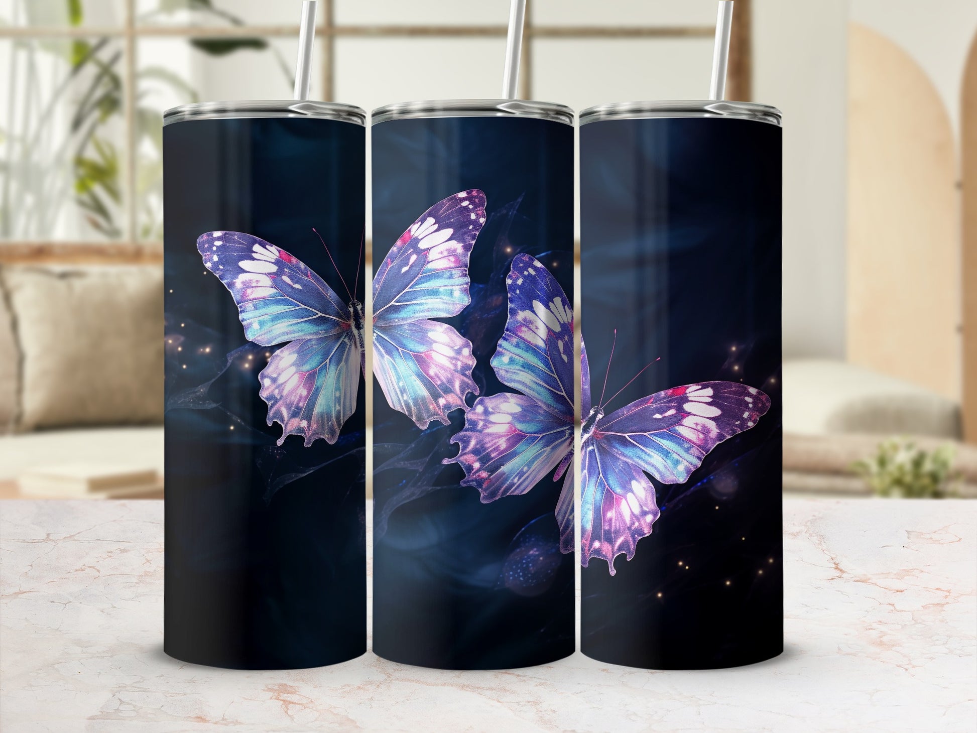 Magical Butterfly Drinkware Blue Purple Tumbler product type
butterfly
purple butterfly
blue butterfly
fantasy butterfly
magical design
drinkware
travel mug
insulated cup
sublimation design
butterfly art
mystical
dark background
glowing specks
abstract design
beverage holder
unique gift
nature theme
cute butterfly
tumbler design
butterfly gift