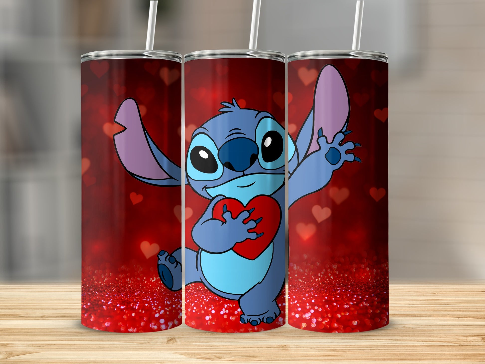 Adorable Blue Alien Character Holding Heart Tumbler