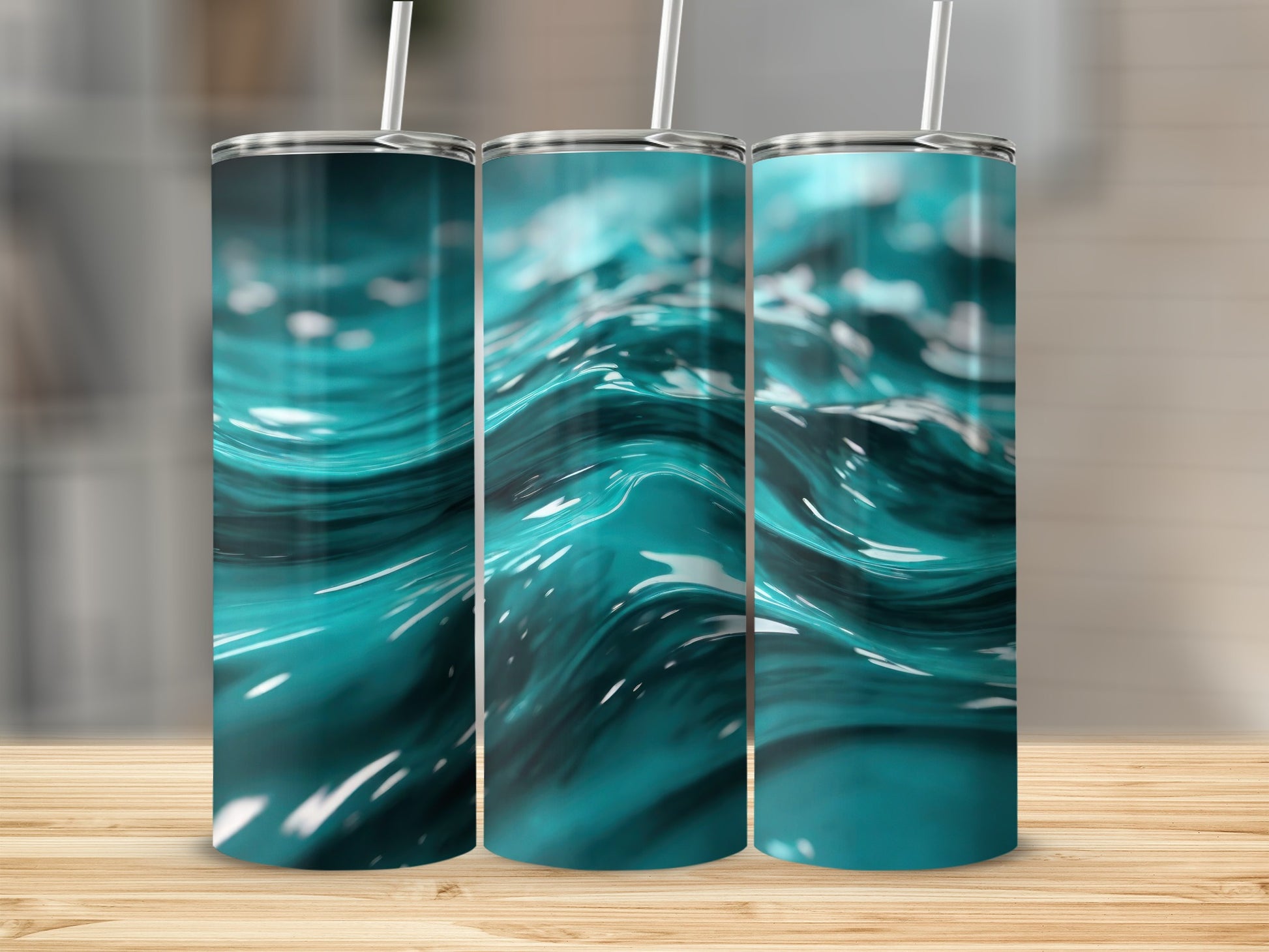 Aqua Teal Wavy Liquid Surface Visual Art product type