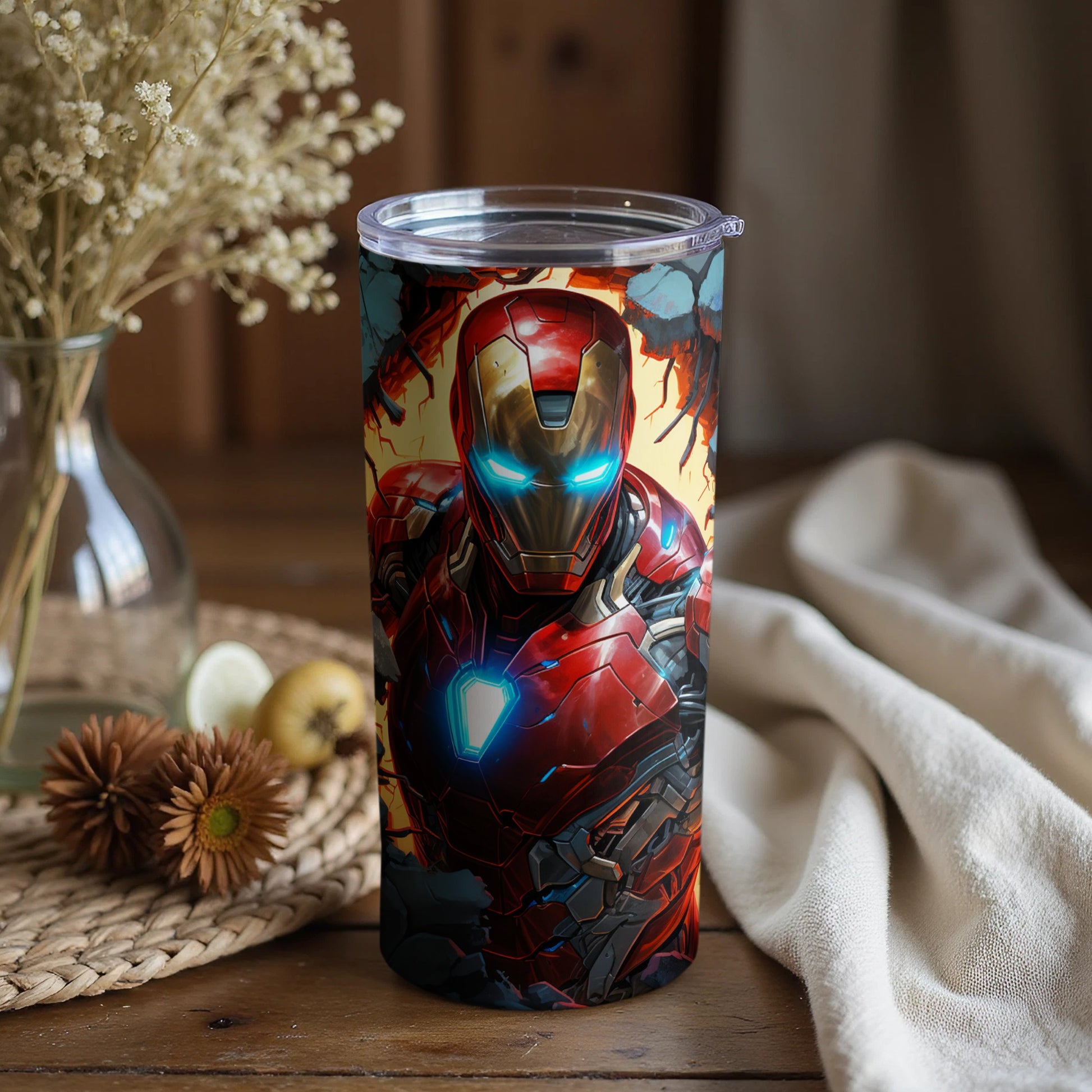 Superhero Alloy Armor Tumbler Glow Effect