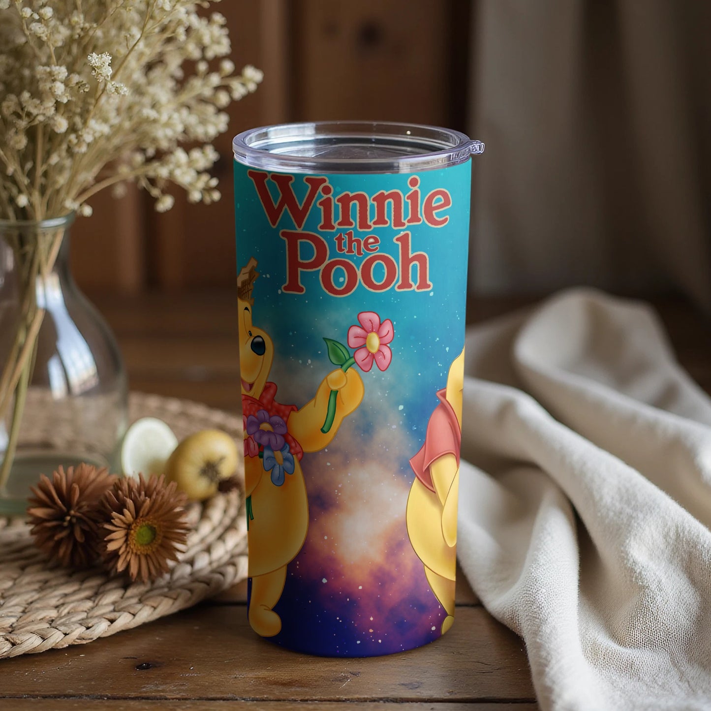 Winnie the Pooh Colorful Floral Travel Tumbler