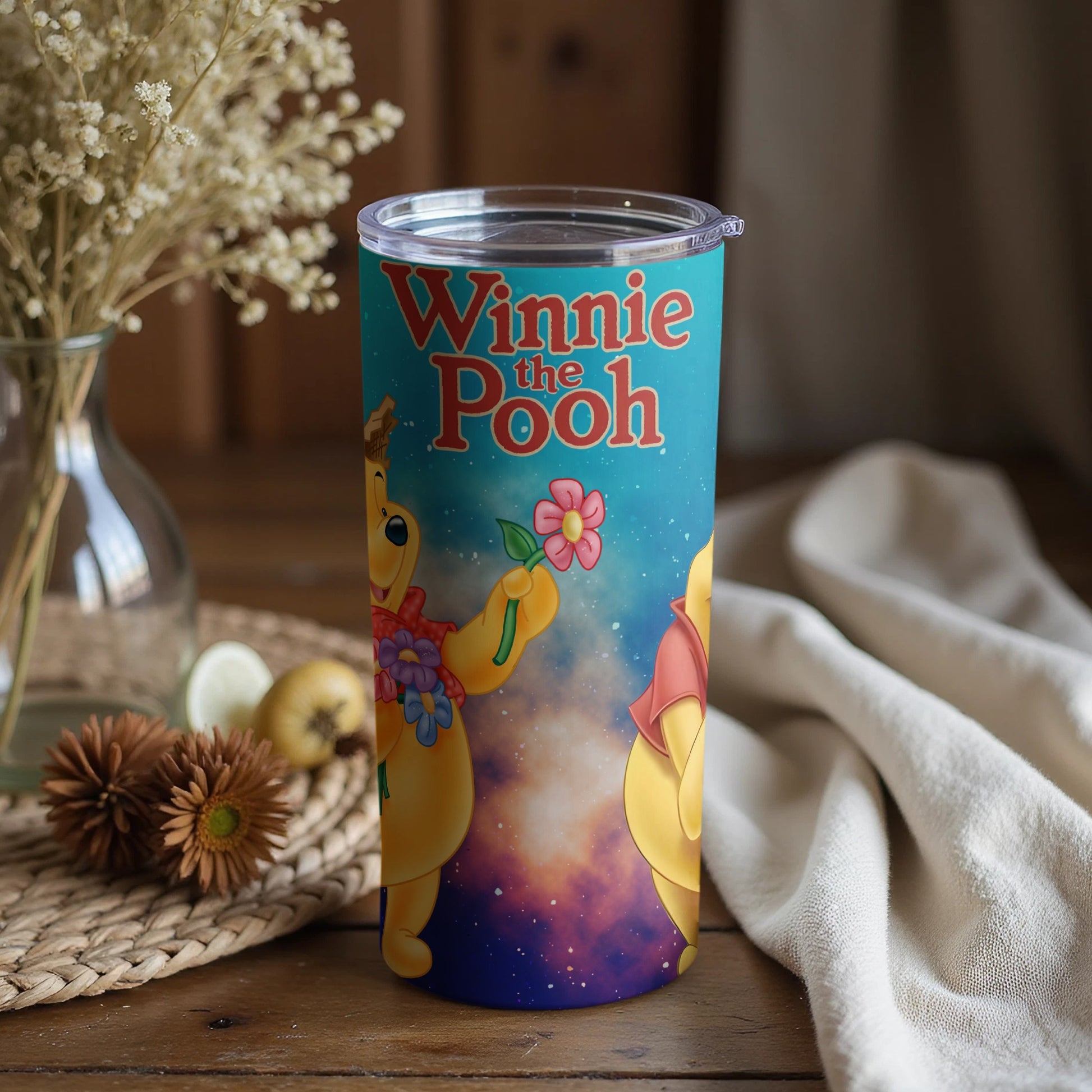Winnie the Pooh Colorful Floral Travel Tumbler