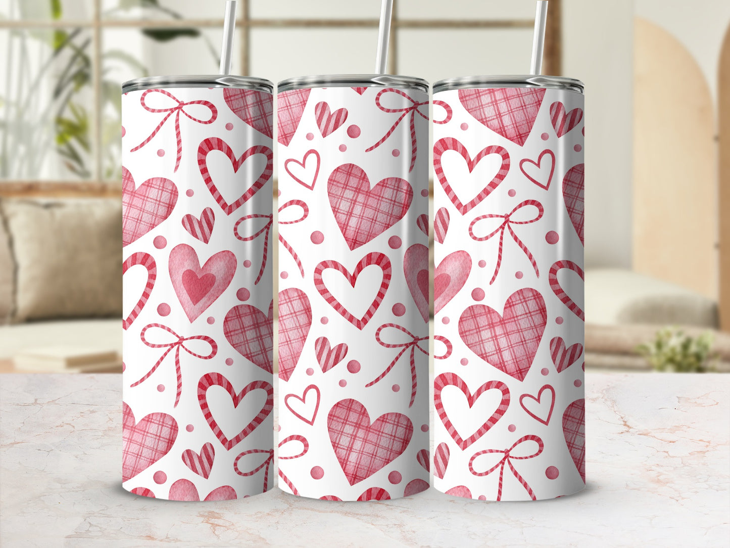 Romantic Hearts and Bows Tumbler for Valentine Special