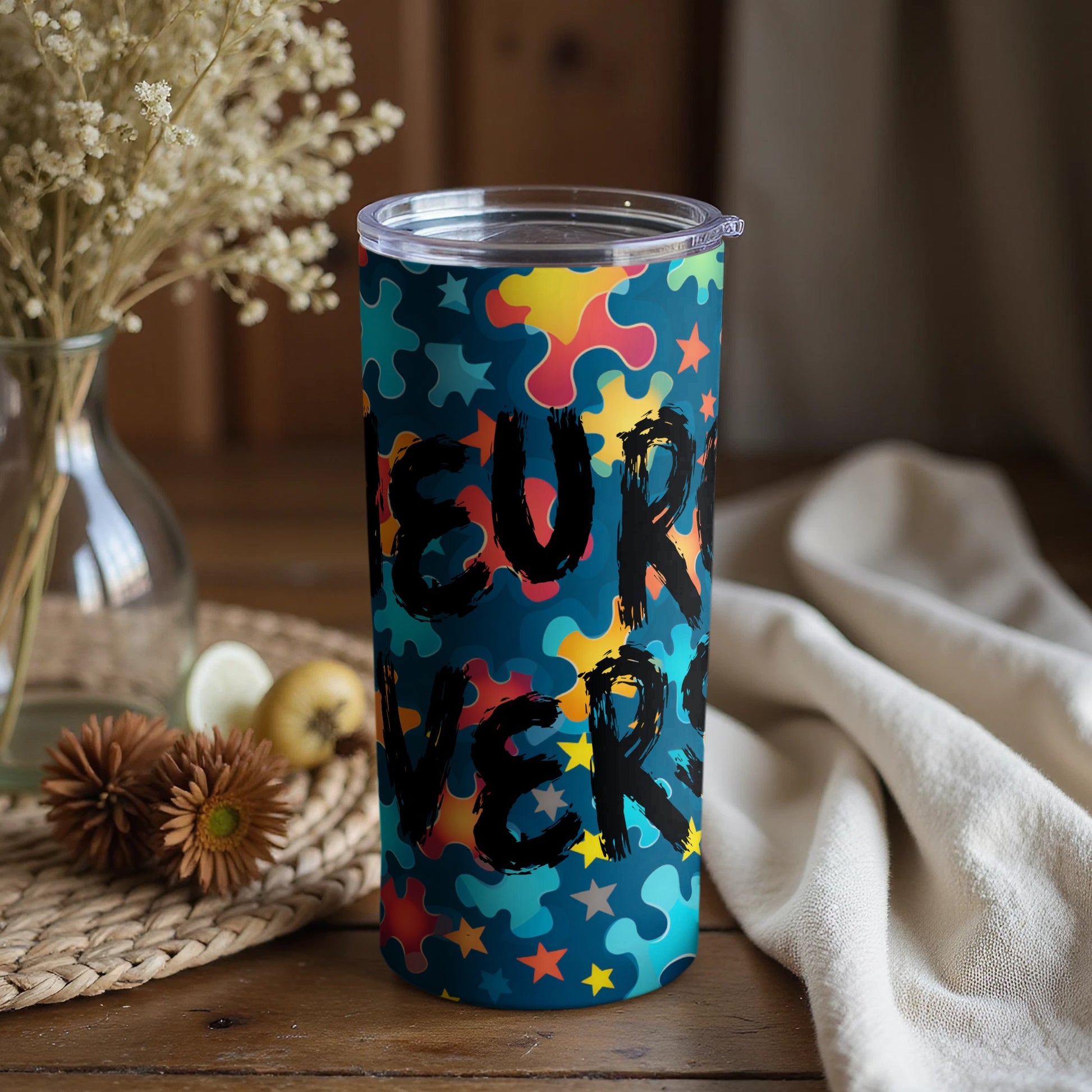 Colorful Inspirational Puzzle Design Tumbler
