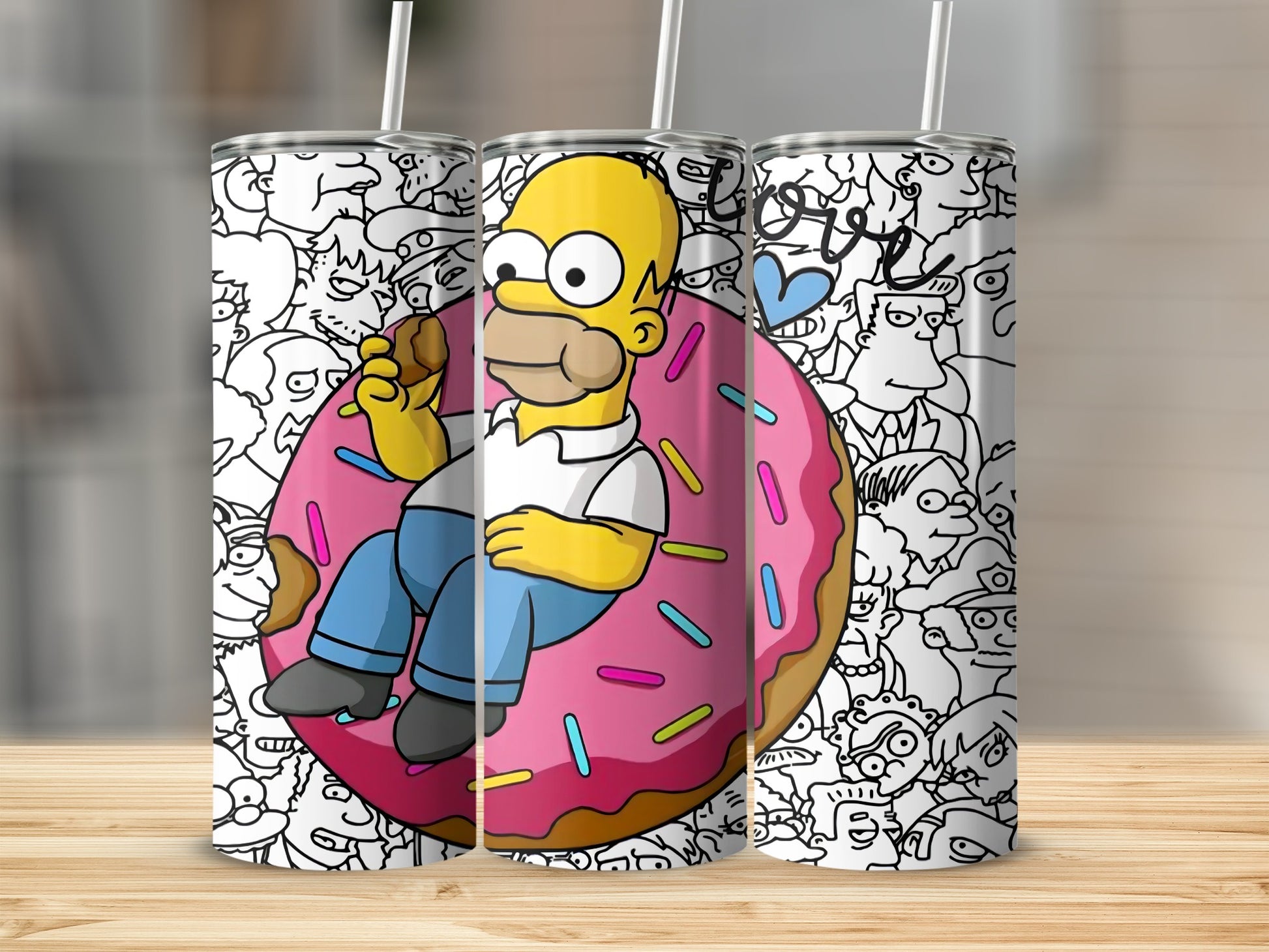 Cartoon Character Sitting on a Doughnut Design Tumbler