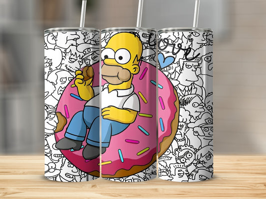 Cartoon Character Sitting on a Doughnut Design Tumbler