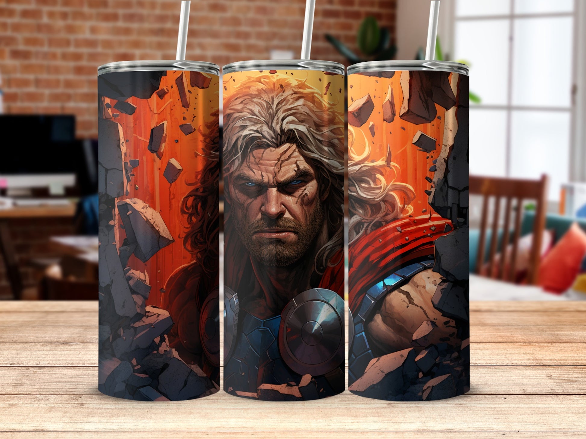 Heroic Thunder God Graphic Design Tumbler Product