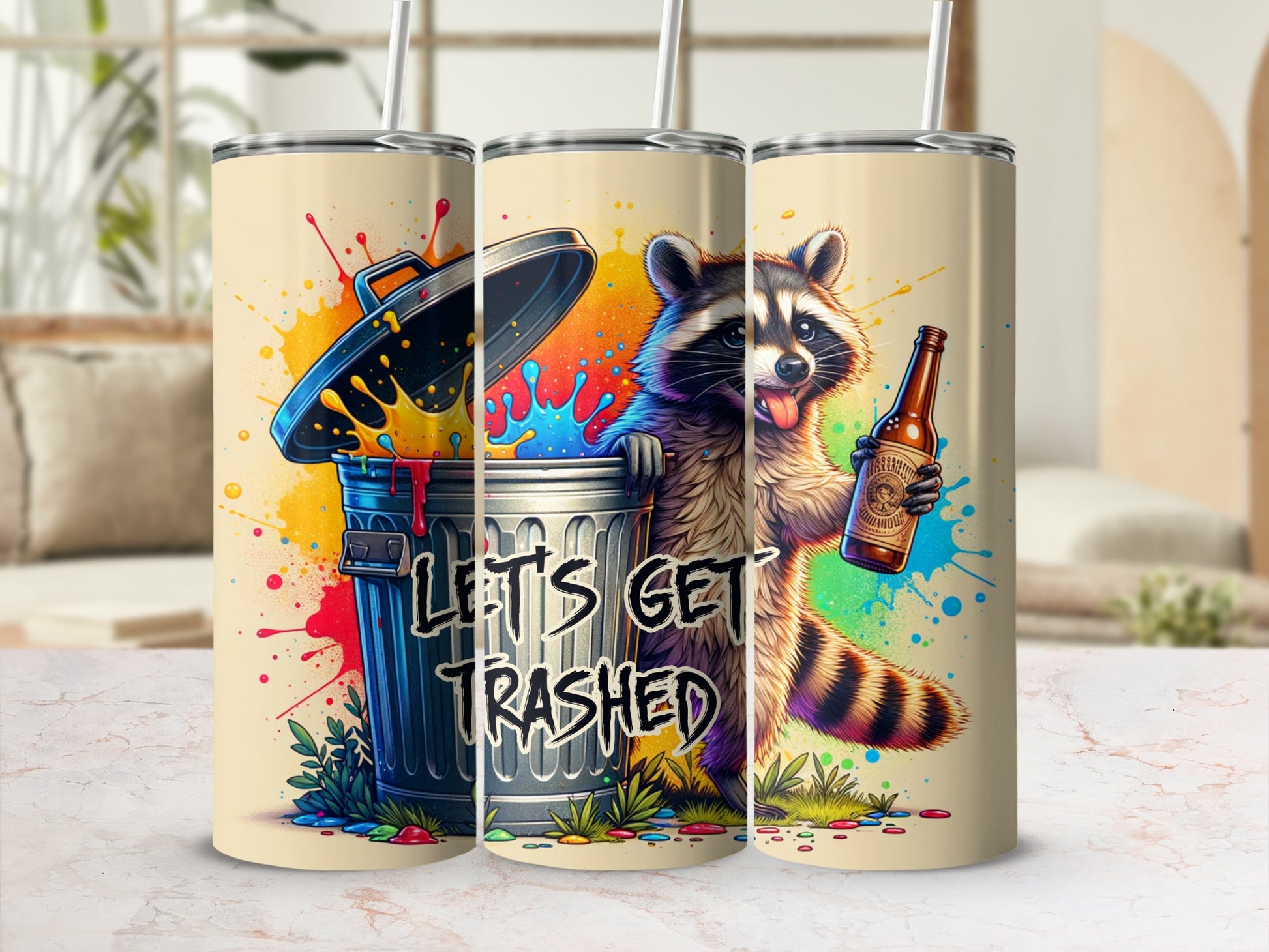 Let's Get Trashed Raccoon Trash Can Tumbler product type