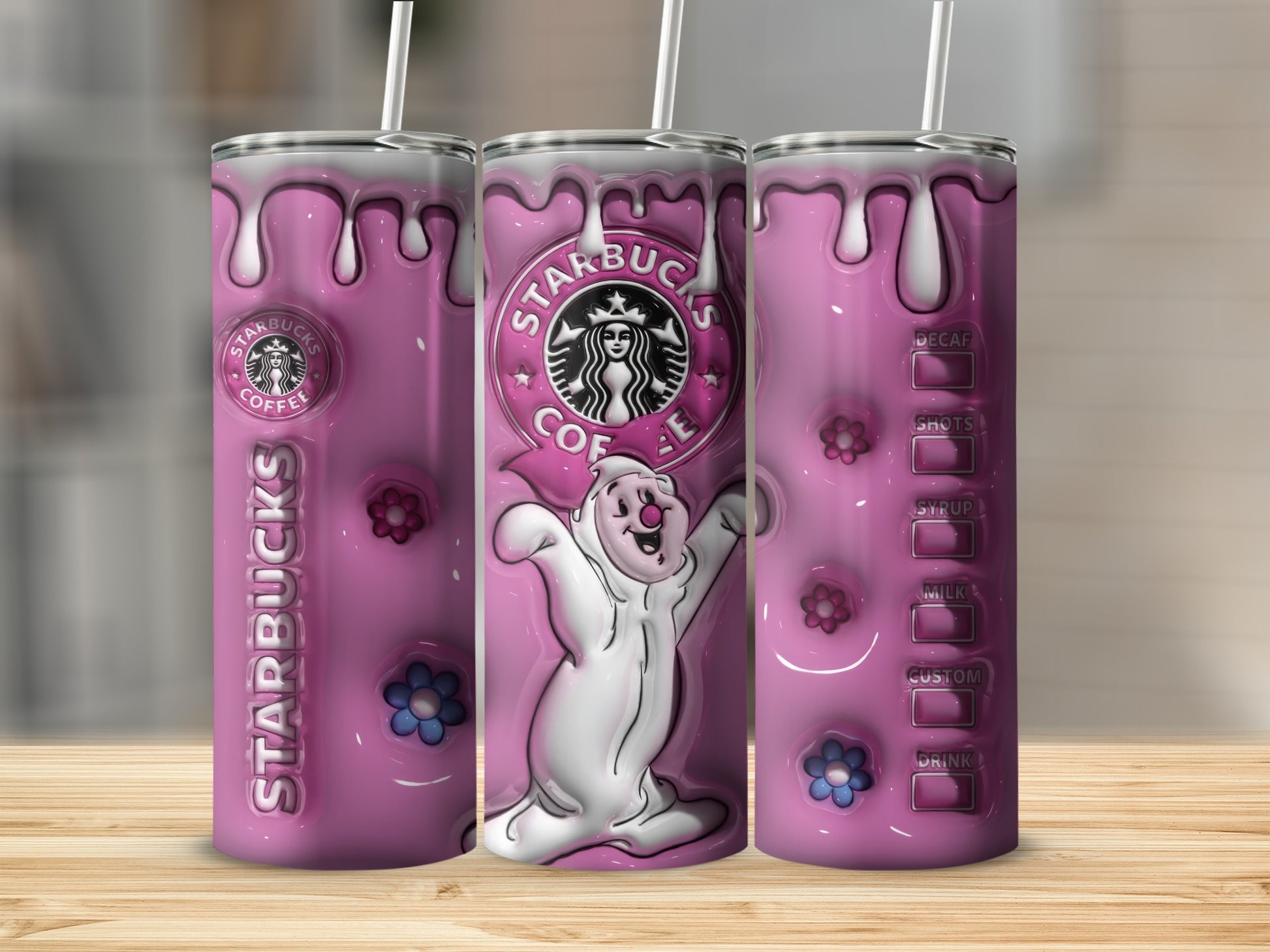 Starbucks Pink Drip Bear Tumbler with Flowers product