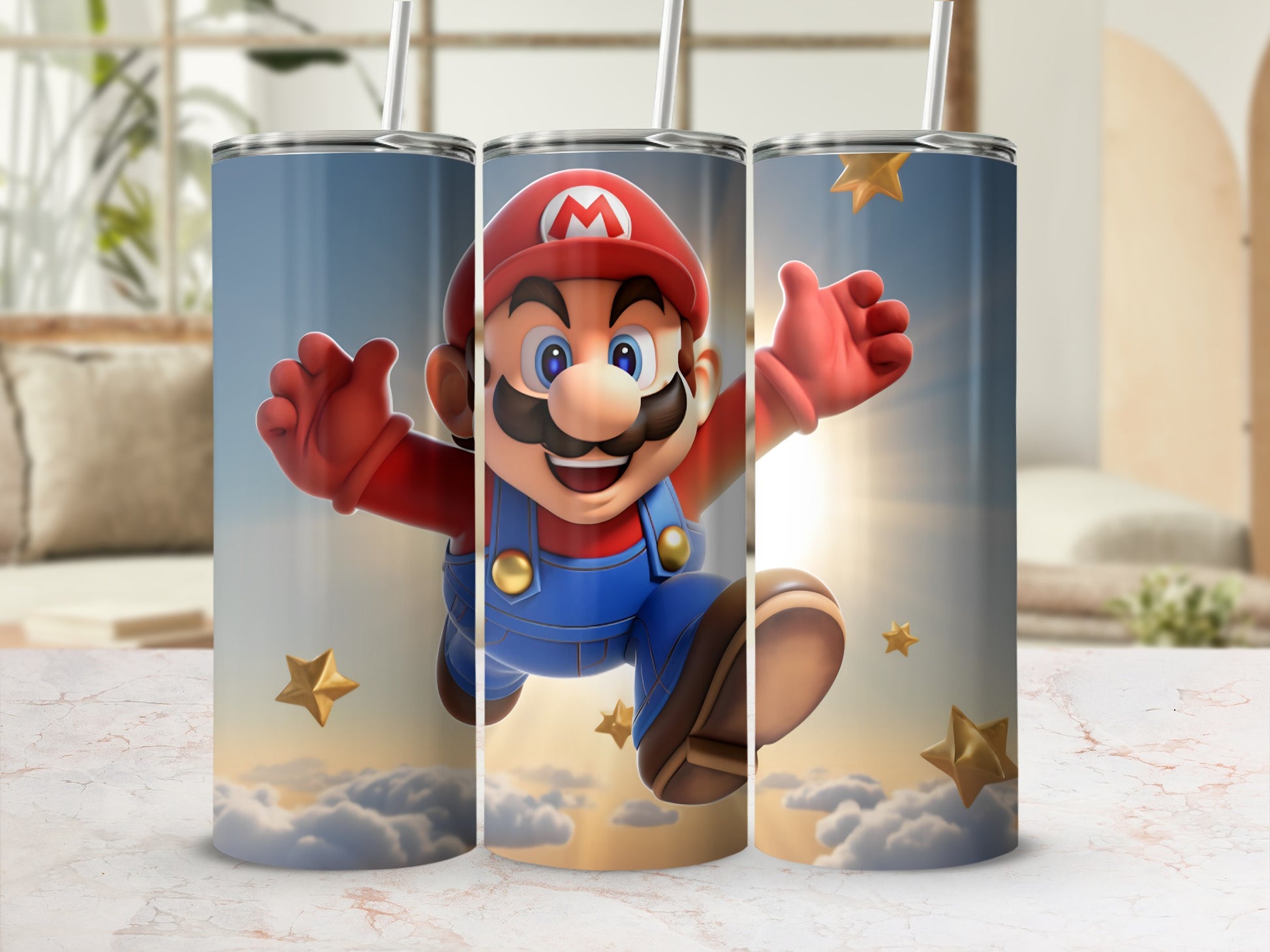 Colorful Jumping Character Tumbler with Straw