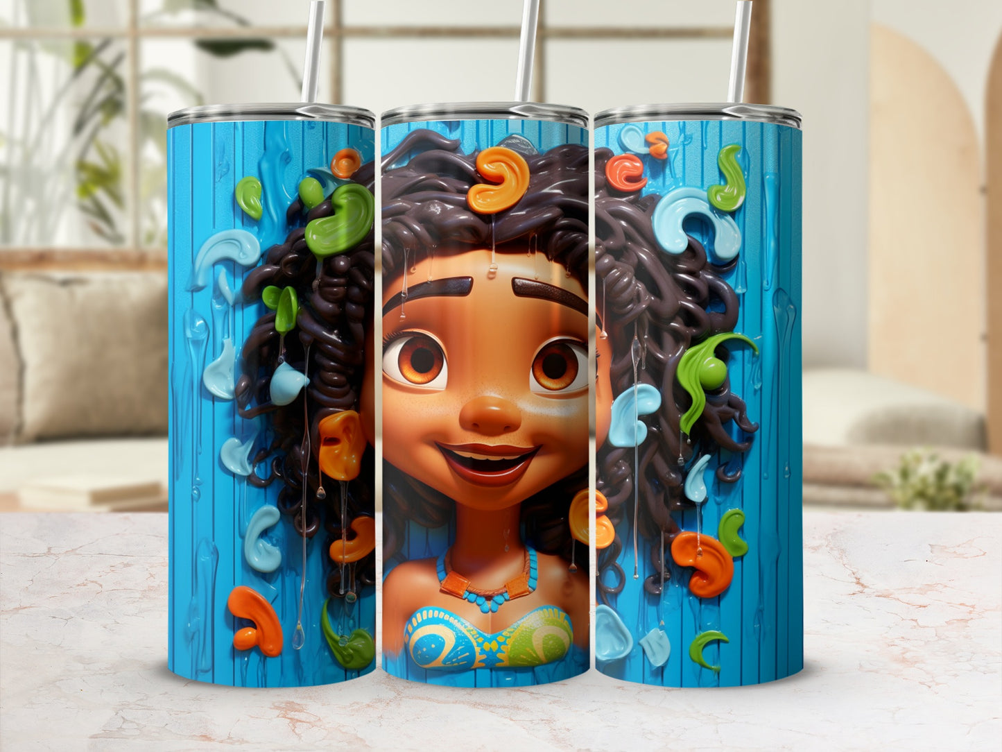 Vibrant and Colorful Character Design Tumbler Cup