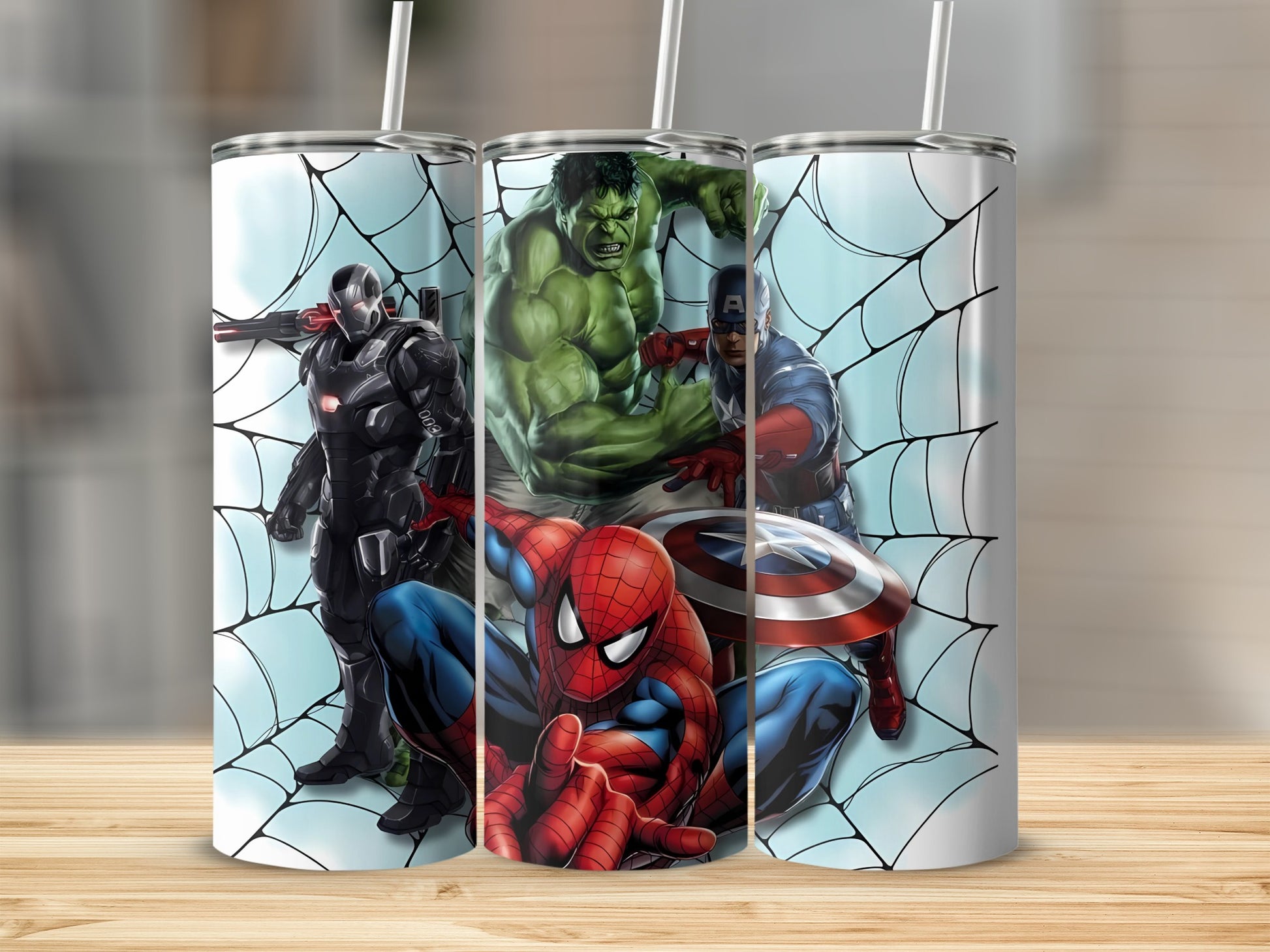 Marvel Superheroes Tumbler with War Machine Hulk Spiderman