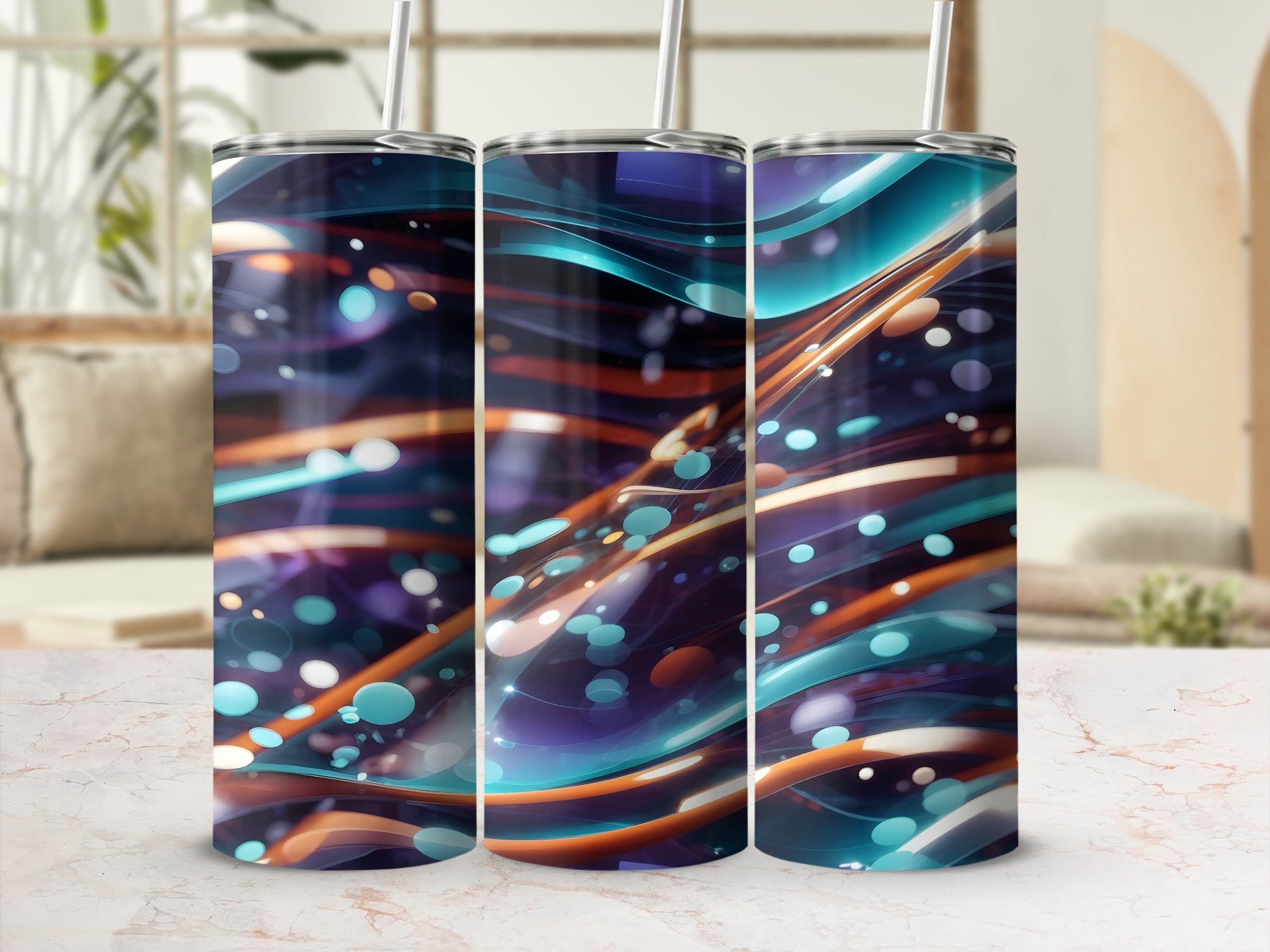 Abstract Swirls Dynamic Design Colorful Bubbles Tumbler product type