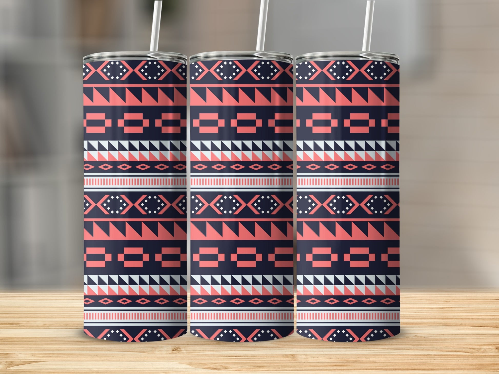 Geometric Pattern Water Bottle 20oz Tumblers Stainless Steel