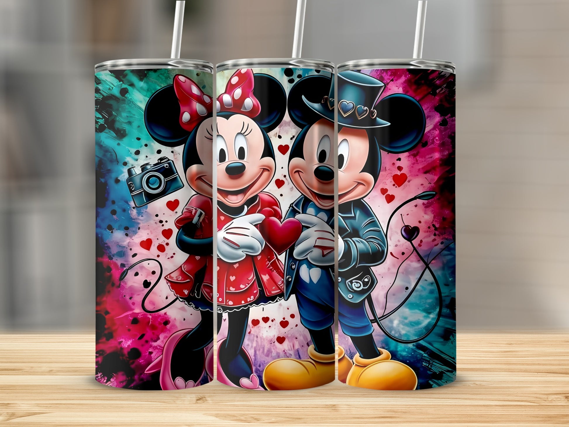 Romantic Minnie and Mickey Mouse Insulated Tumbler Cups