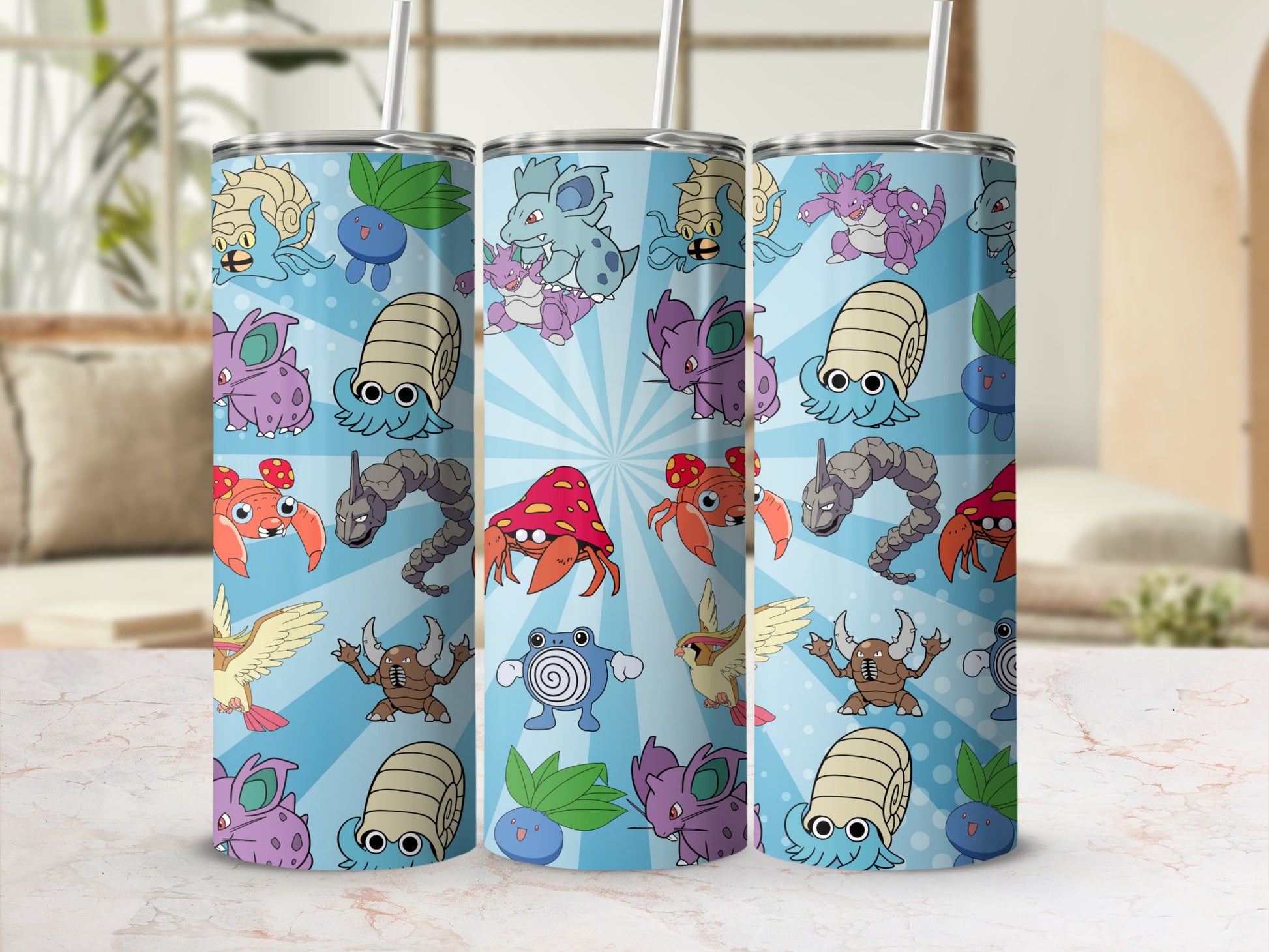 Cute Cartoon Monsters Pattern Insulated Tall Tumbler