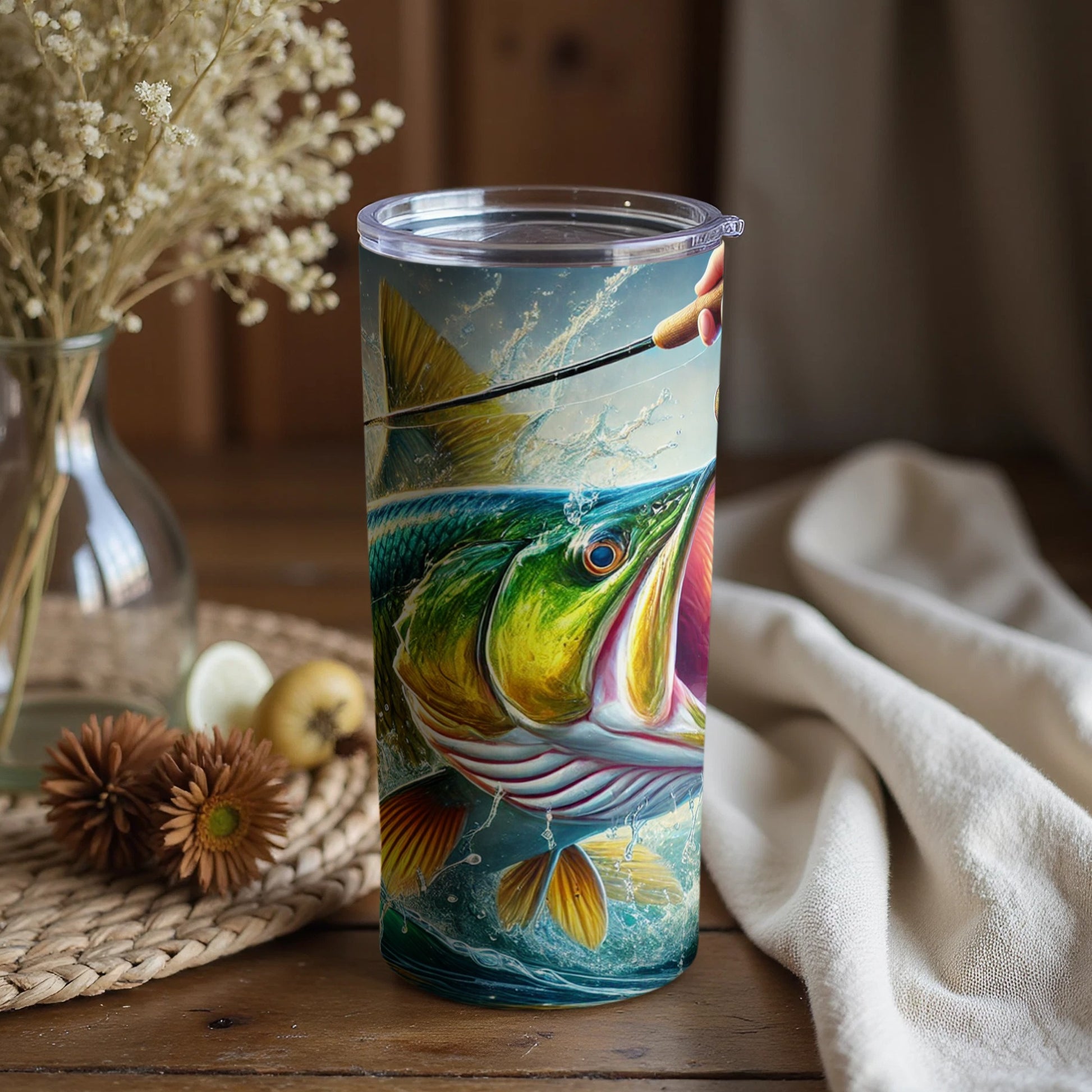Stylish and Colorful Fishing Tumbler with Unique Design