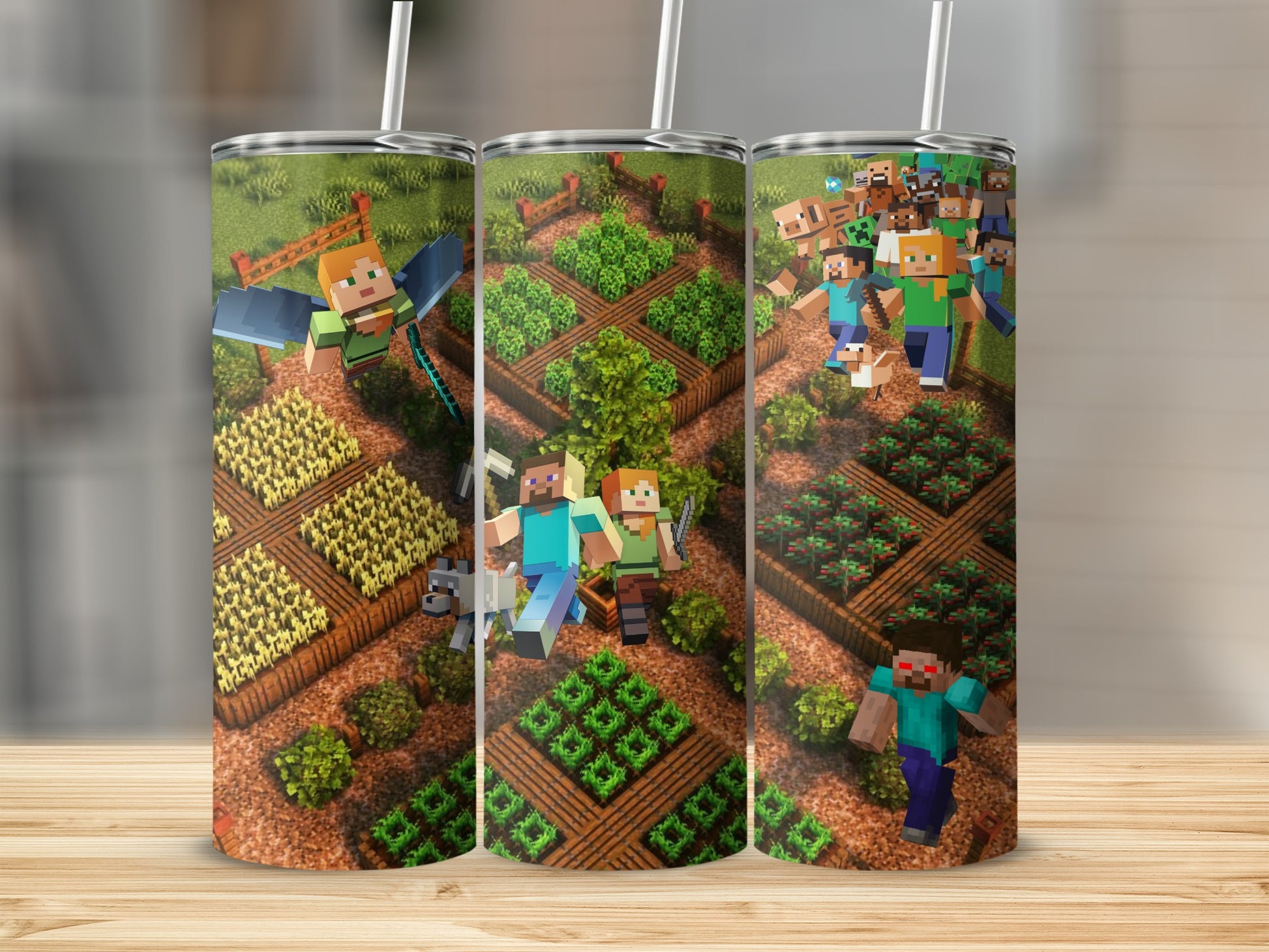 Minecraft Farming Adventure Tumbler with Straw