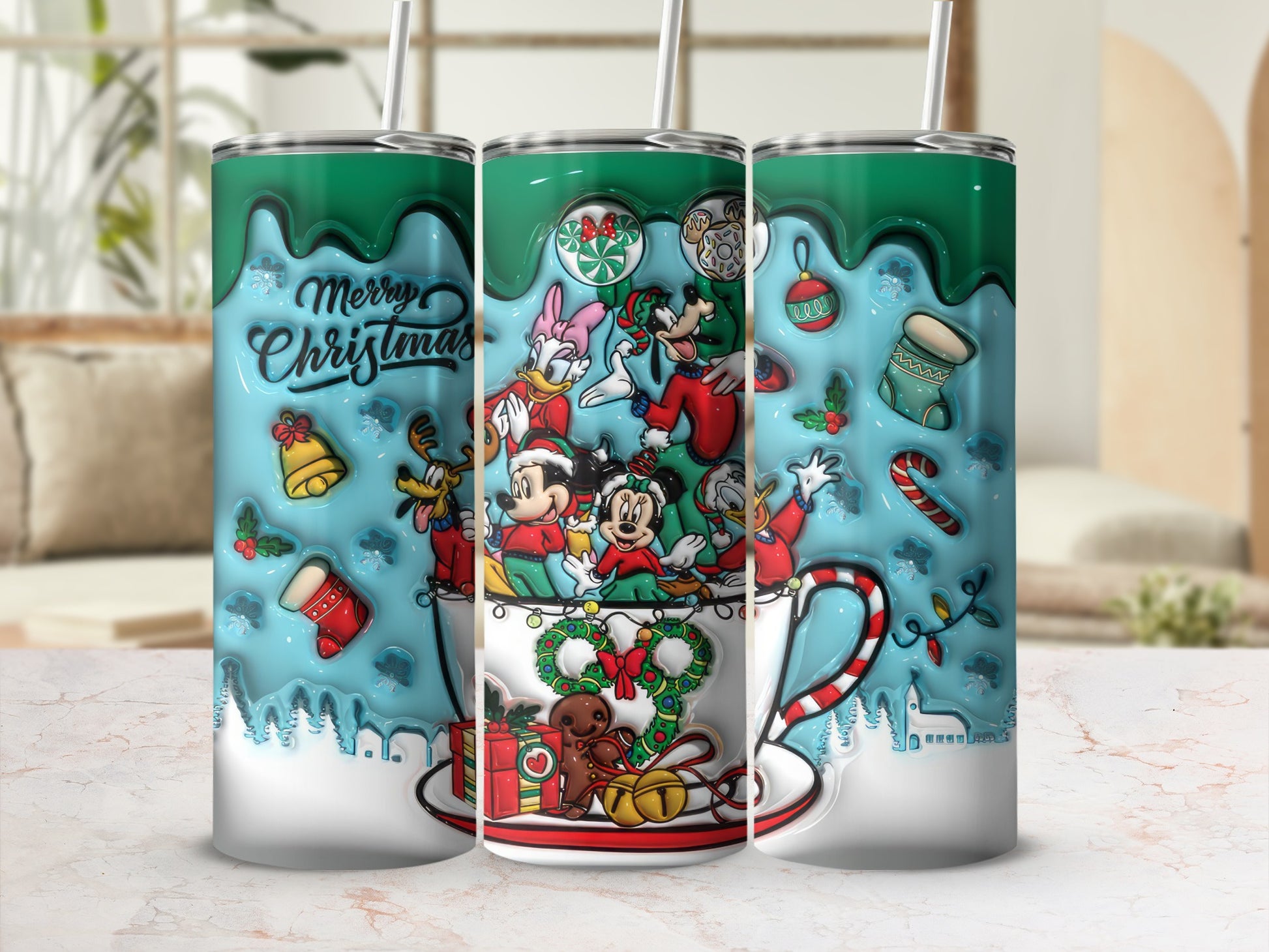 Merry Christmas Disney Characters Tumbler
